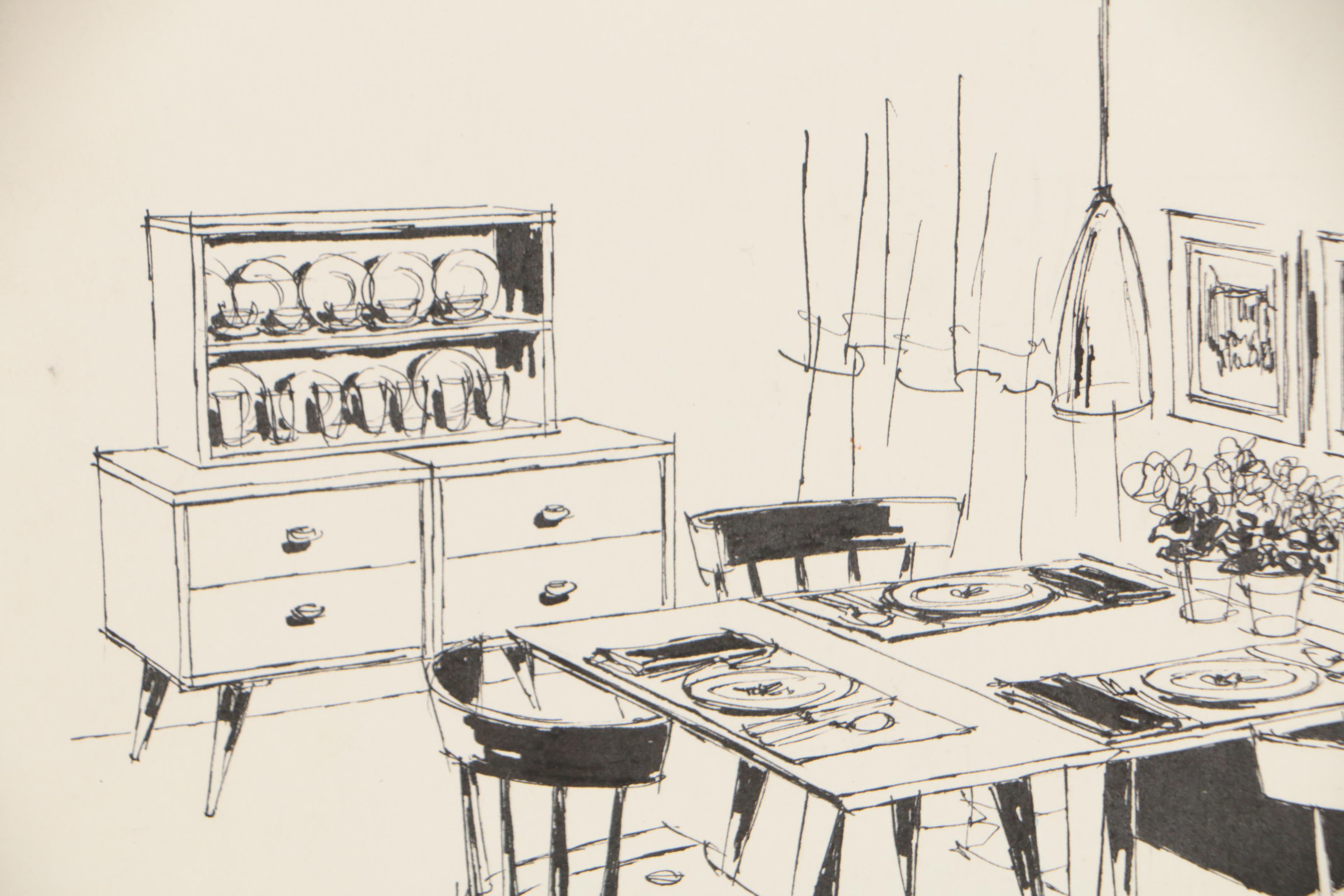 Max Walter Furniture Design Illustrations for W. & J. Sloane
