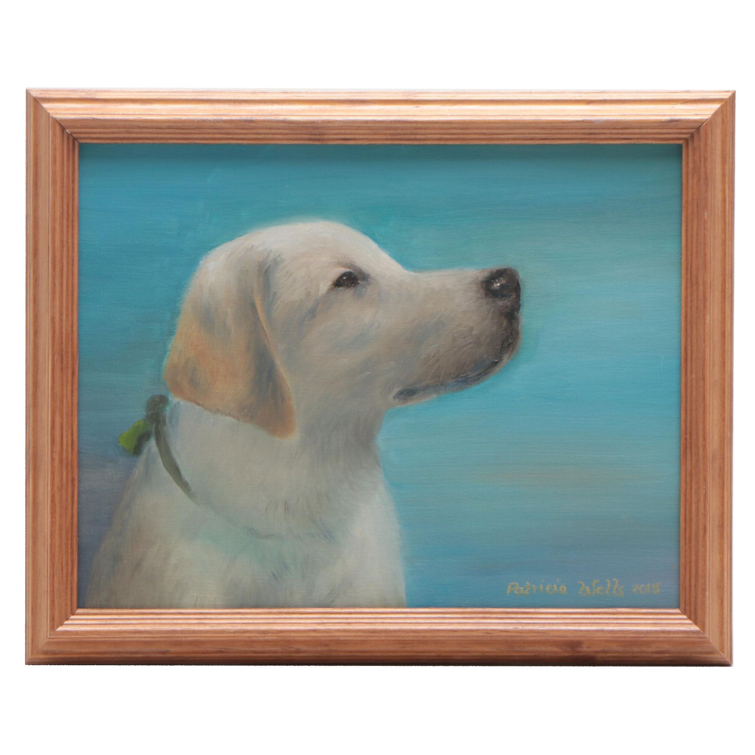 Patricia Wells Yellow Lab Oil Painting