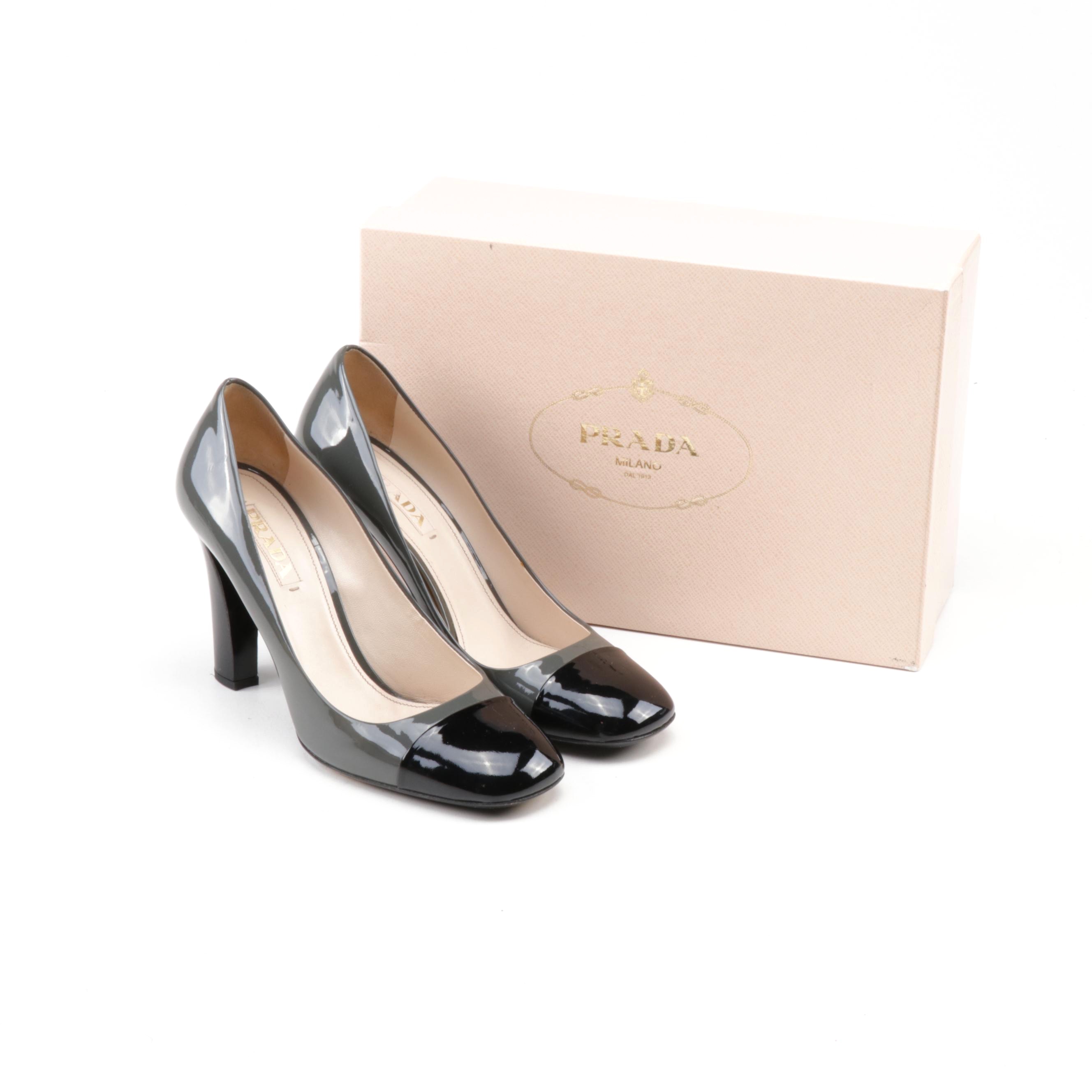Prada Calzature Donna Two-Tone Patent Leather Pumps