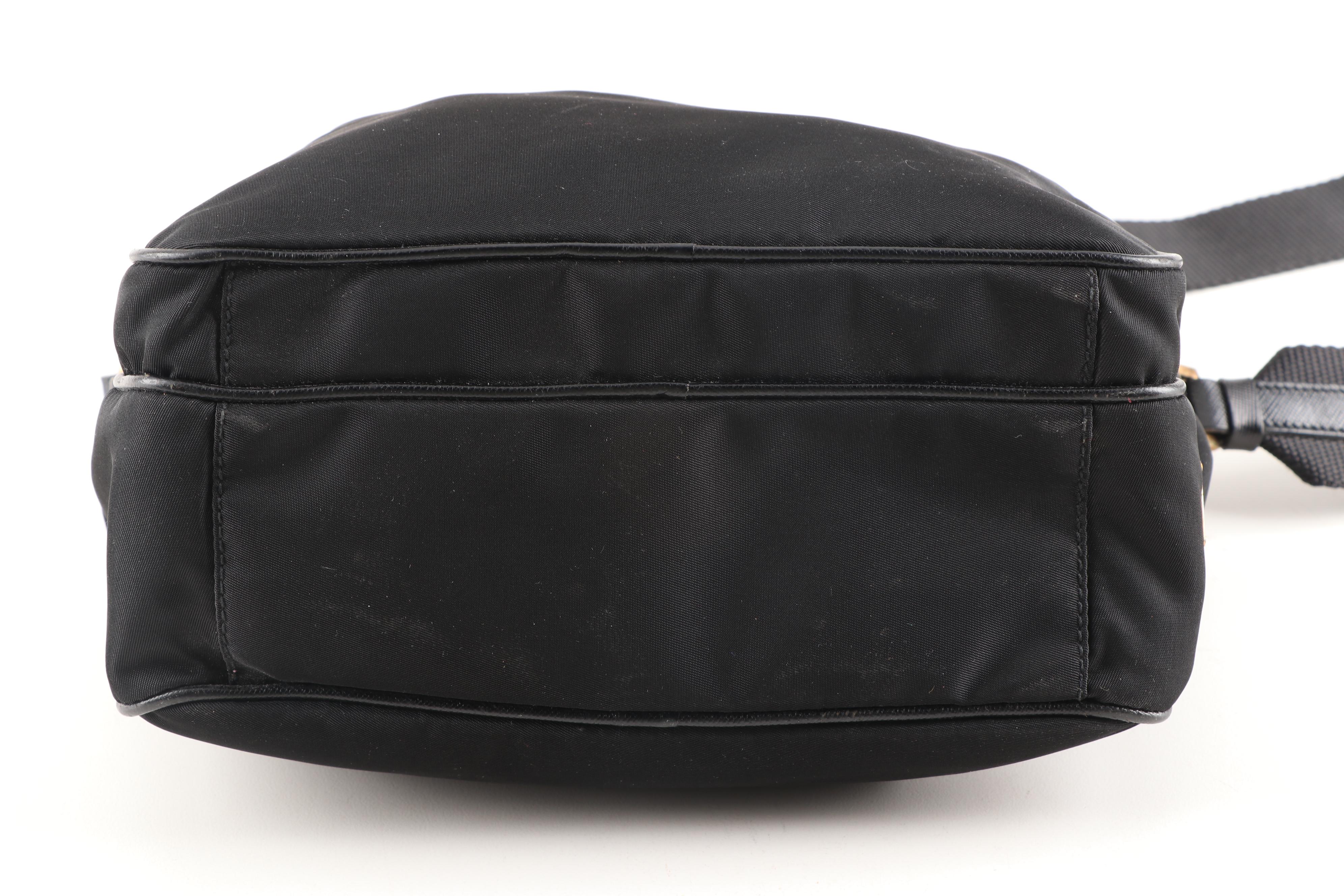 Prada Black Nylon and Saffiano Leather Shoulder Bag
