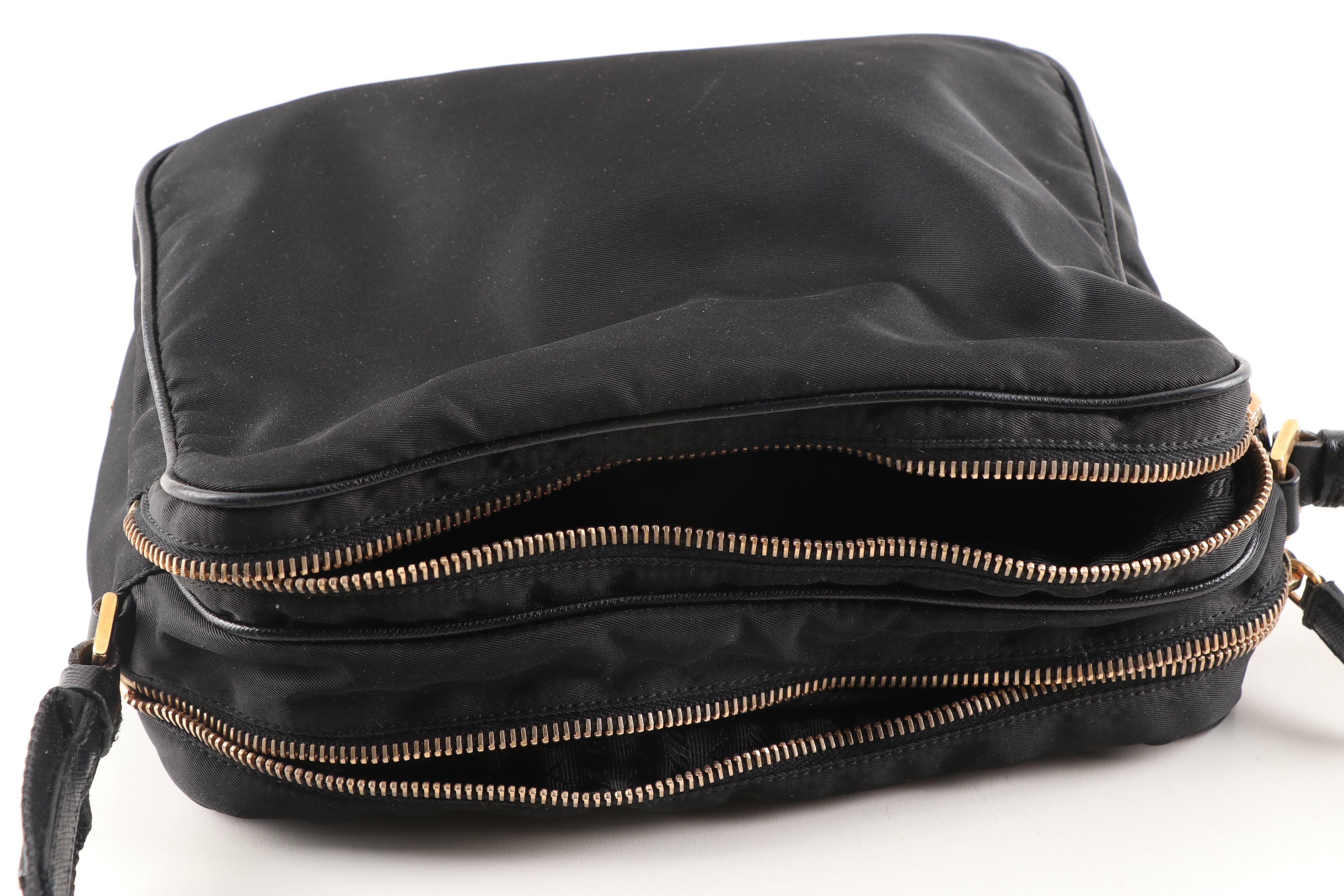 Prada Black Nylon and Saffiano Leather Shoulder Bag