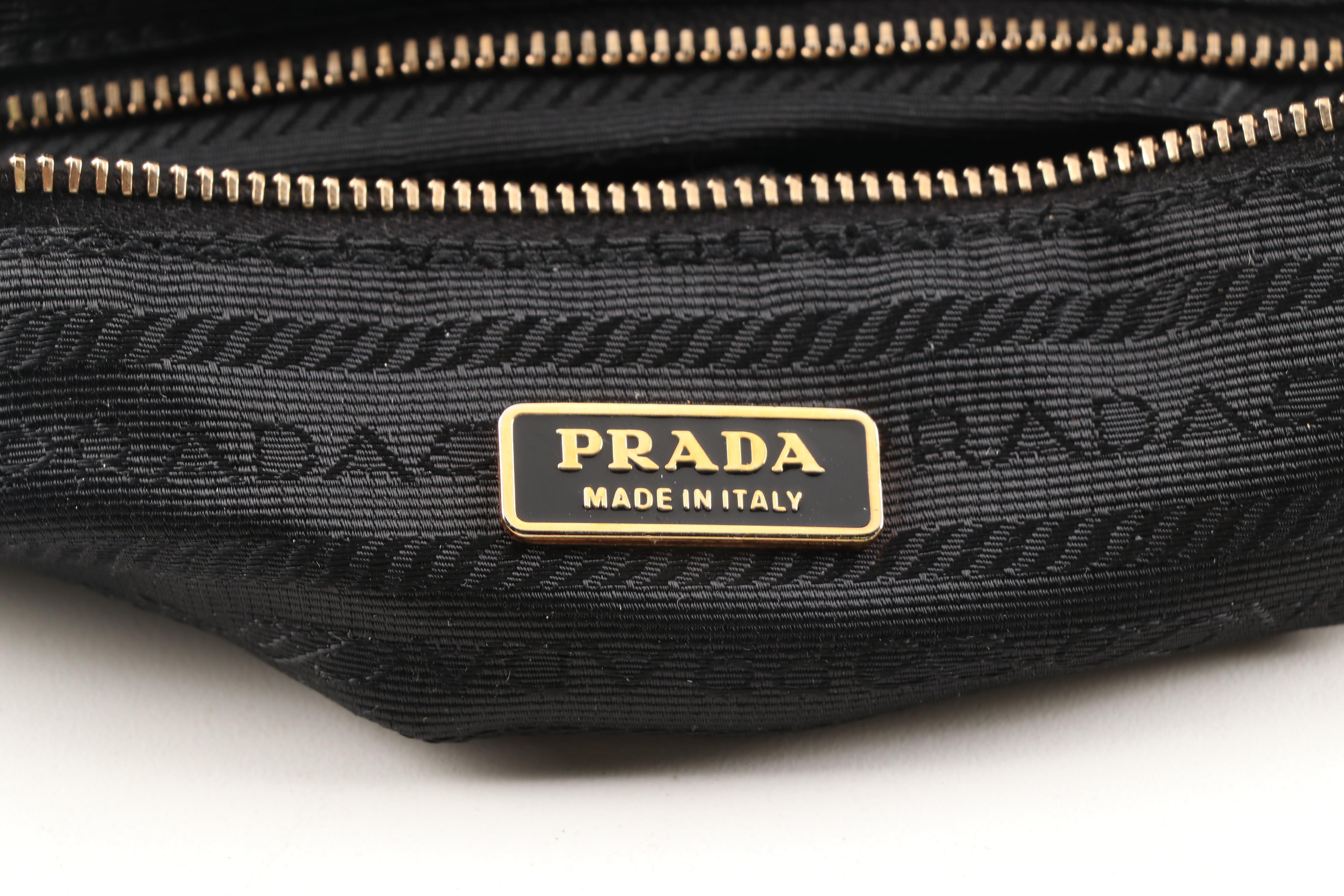 Prada Black Nylon and Saffiano Leather Shoulder Bag