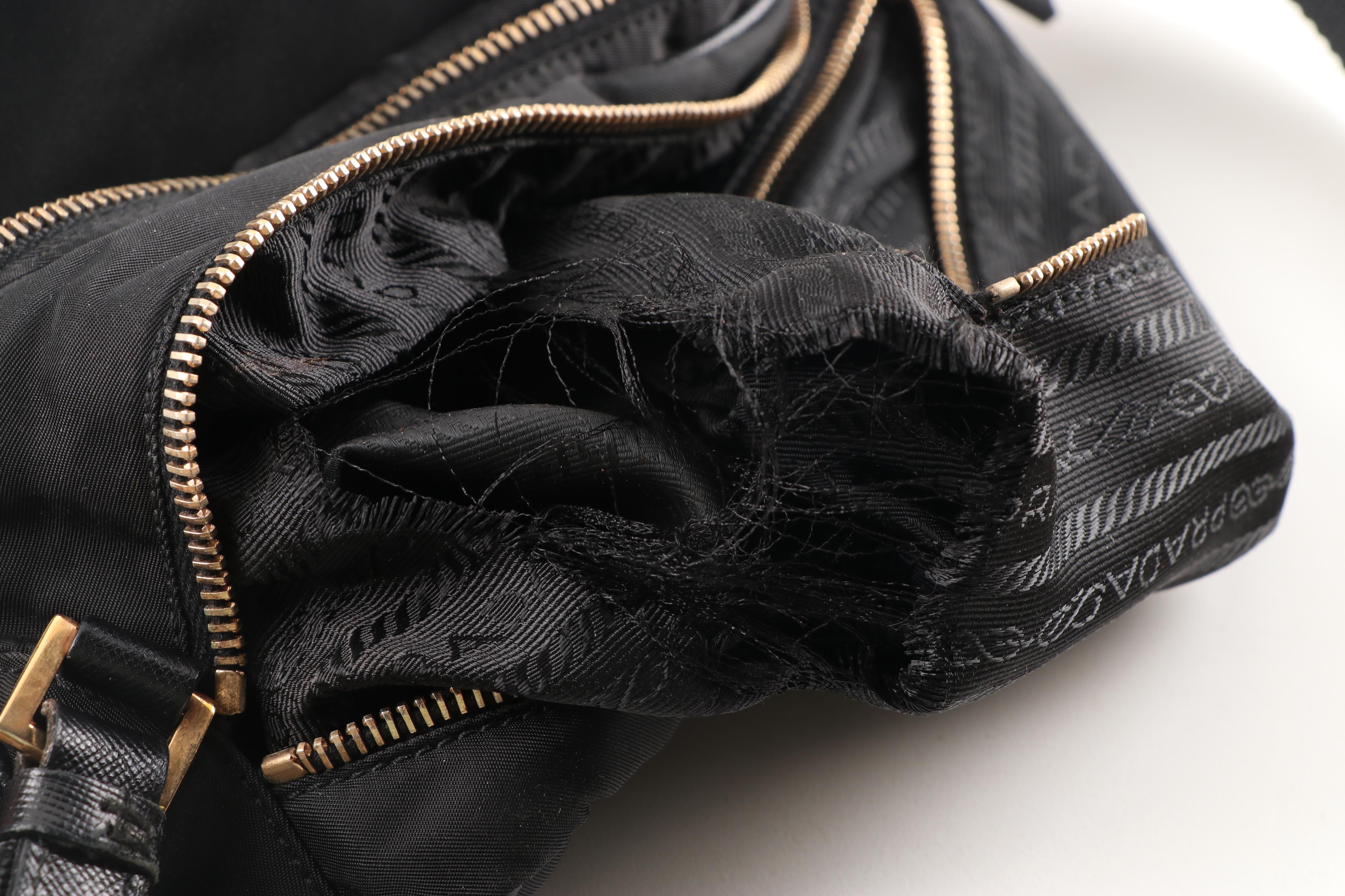 Prada Black Nylon and Saffiano Leather Shoulder Bag