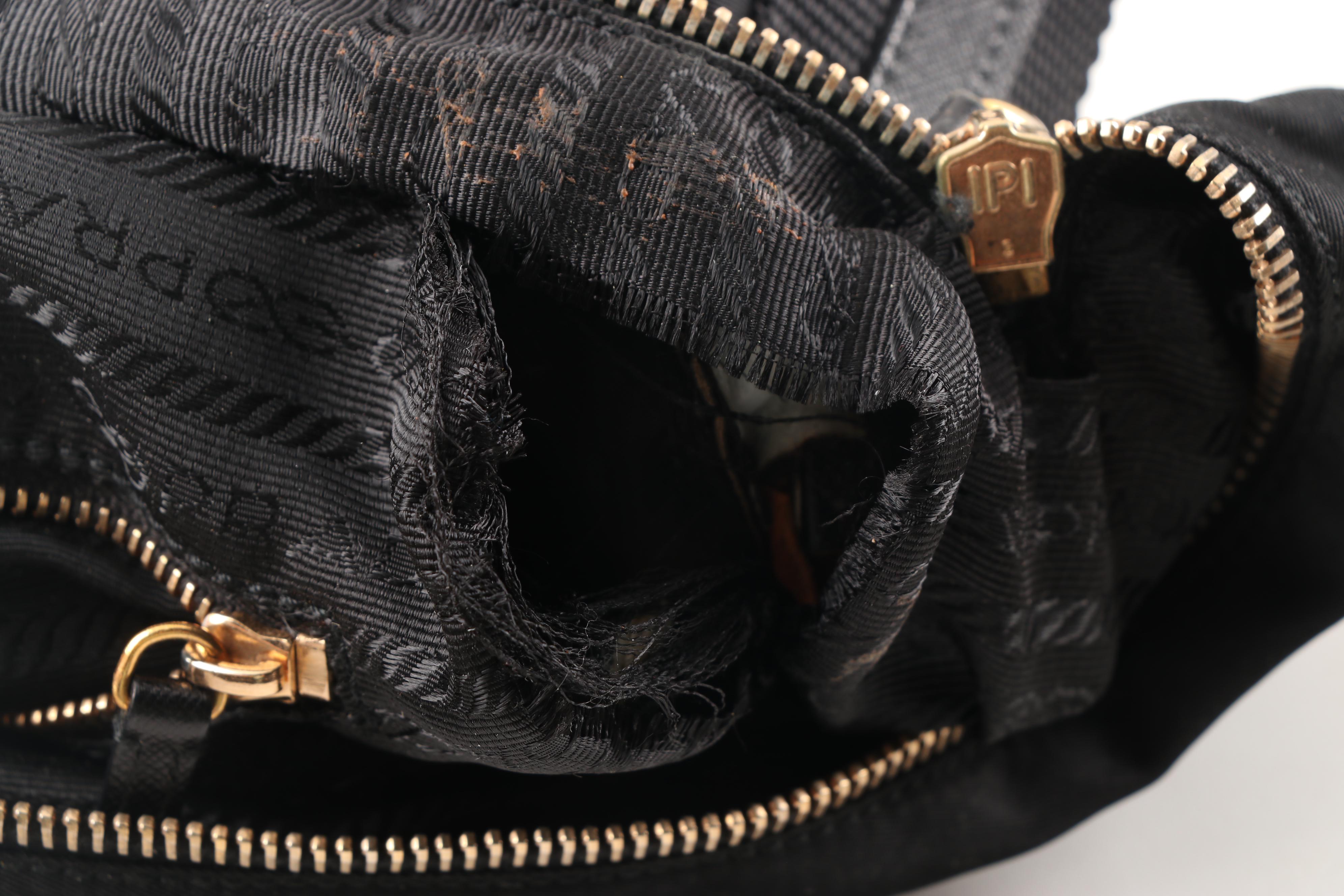 Prada Black Nylon and Saffiano Leather Shoulder Bag