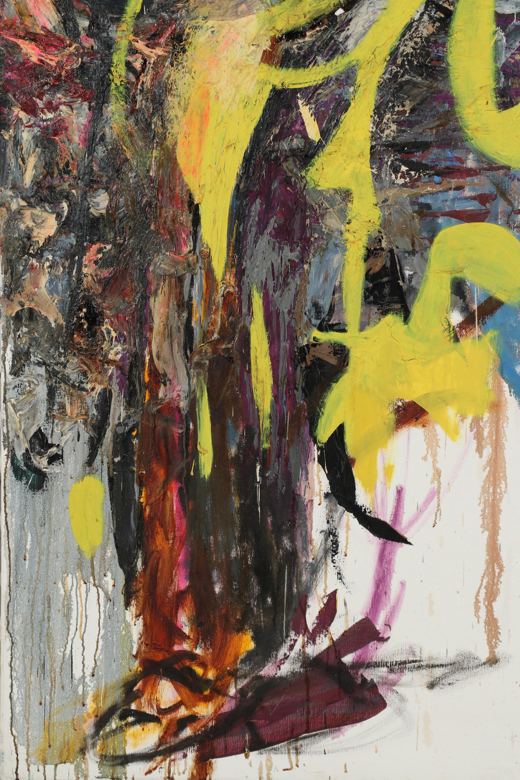 Richard Snyder 1983 Monumental Oil Painting "Stained Glass Dancers II"