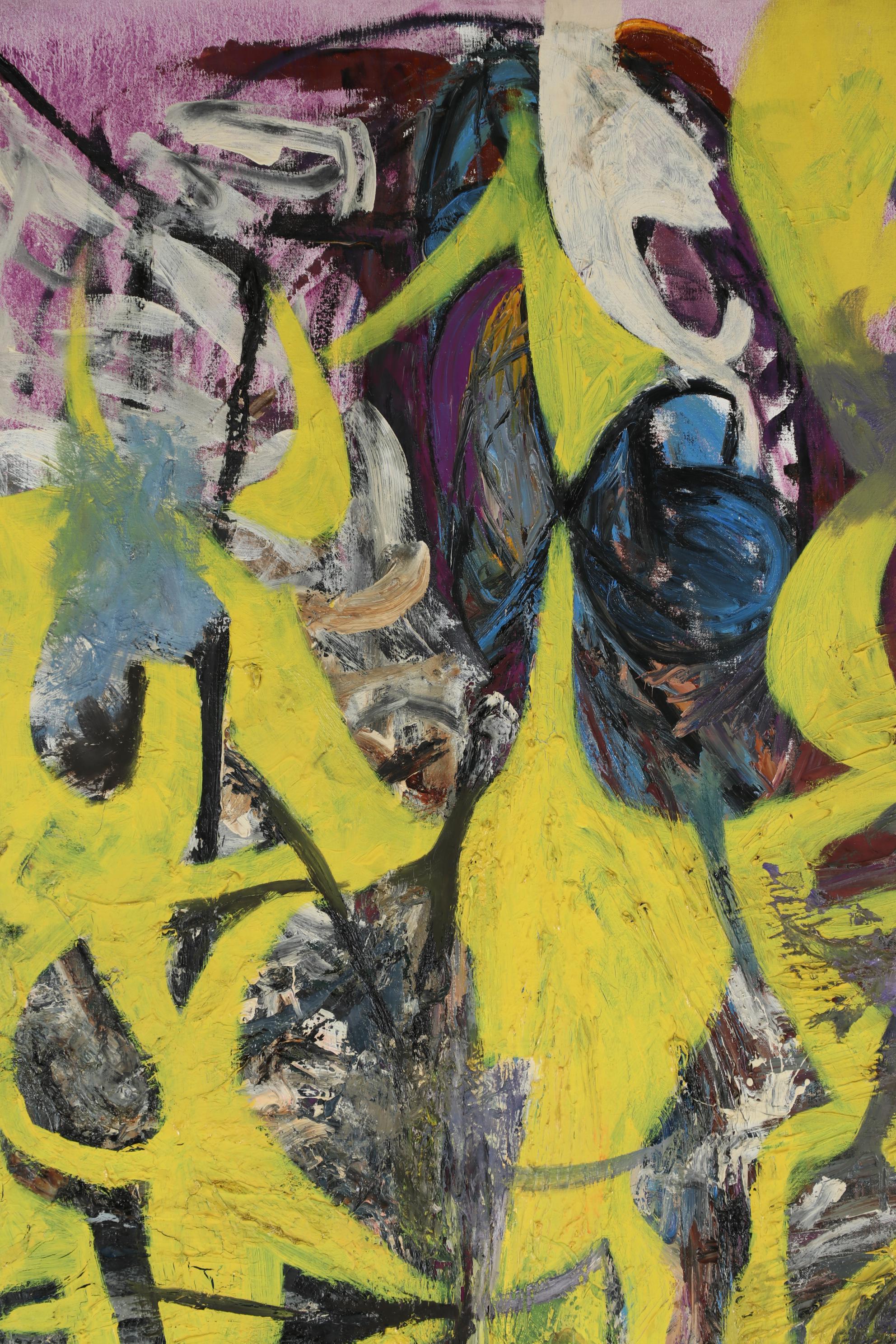 Richard Snyder 1983 Monumental Oil Painting "Stained Glass Dancers II"