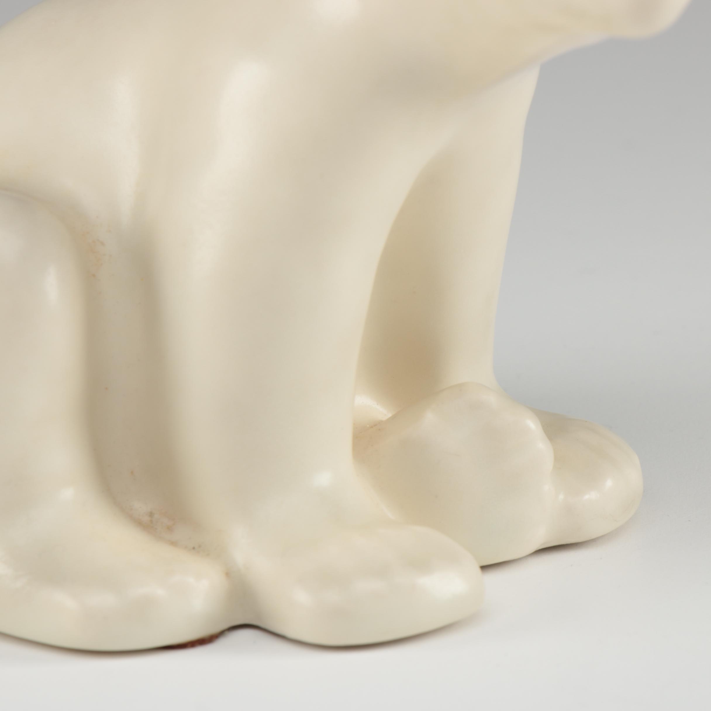 Rookwood Pottery Cream Matte Polar Bear Bookend, 1965