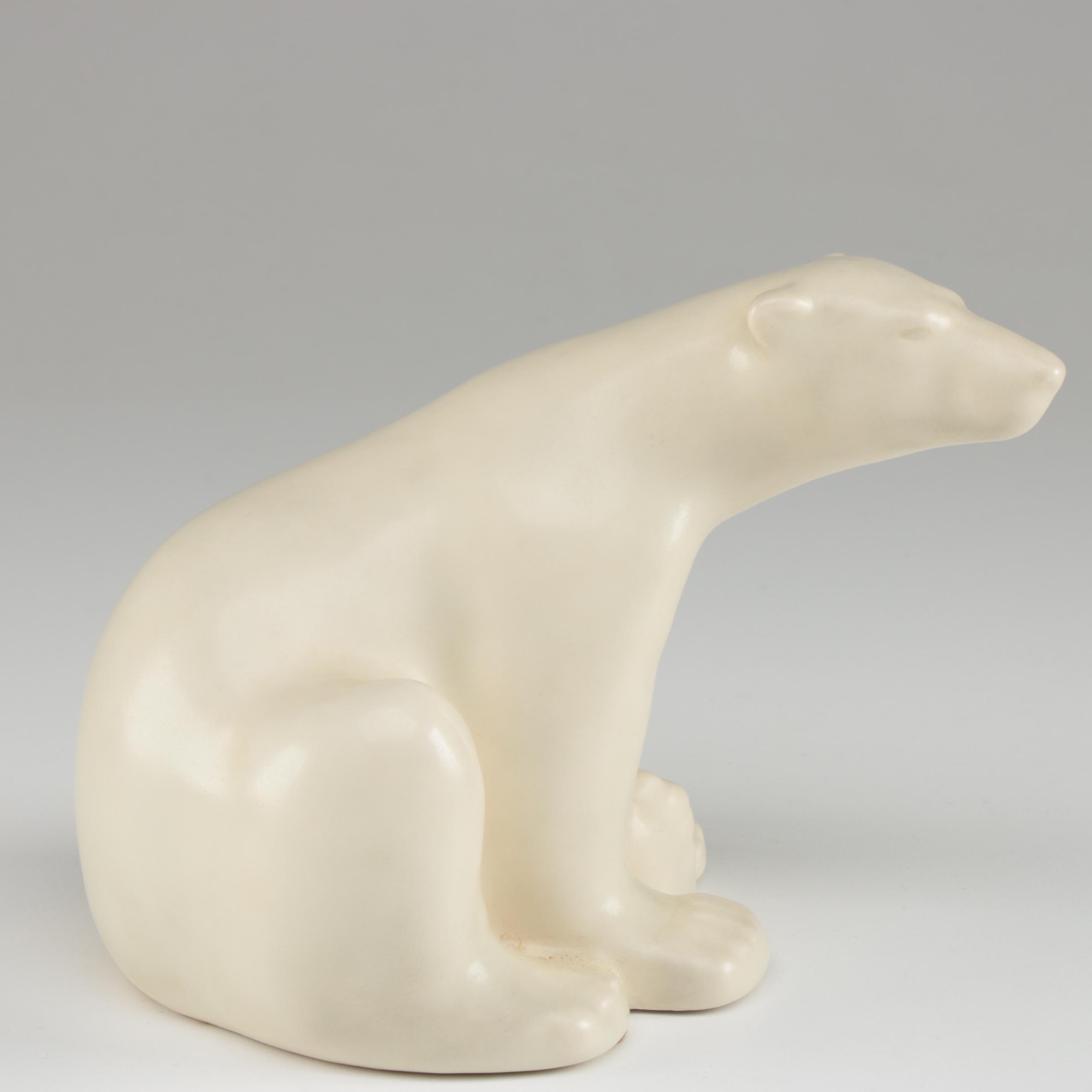 Rookwood Pottery Cream Matte Polar Bear Bookend, 1965
