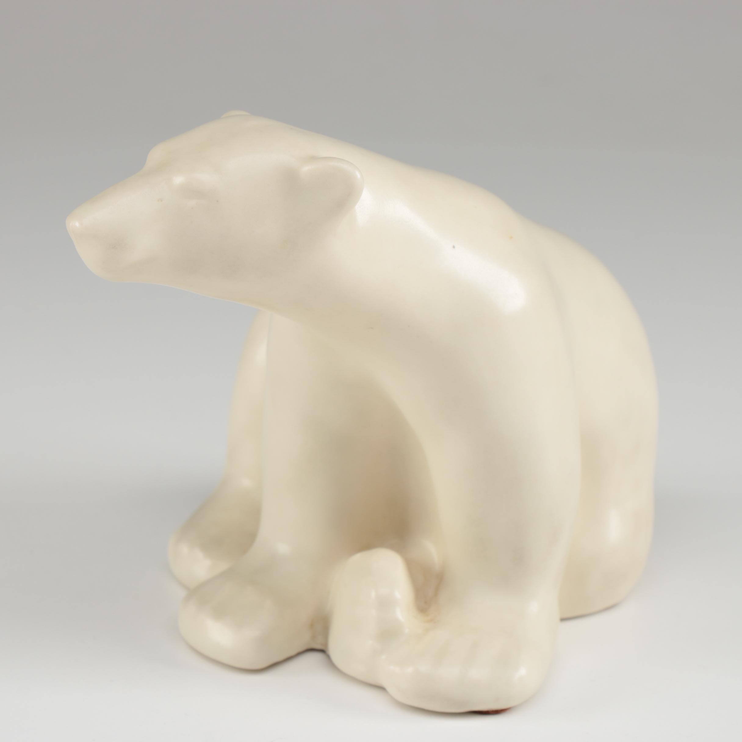 Rookwood Pottery Cream Matte Polar Bear Bookend, 1965