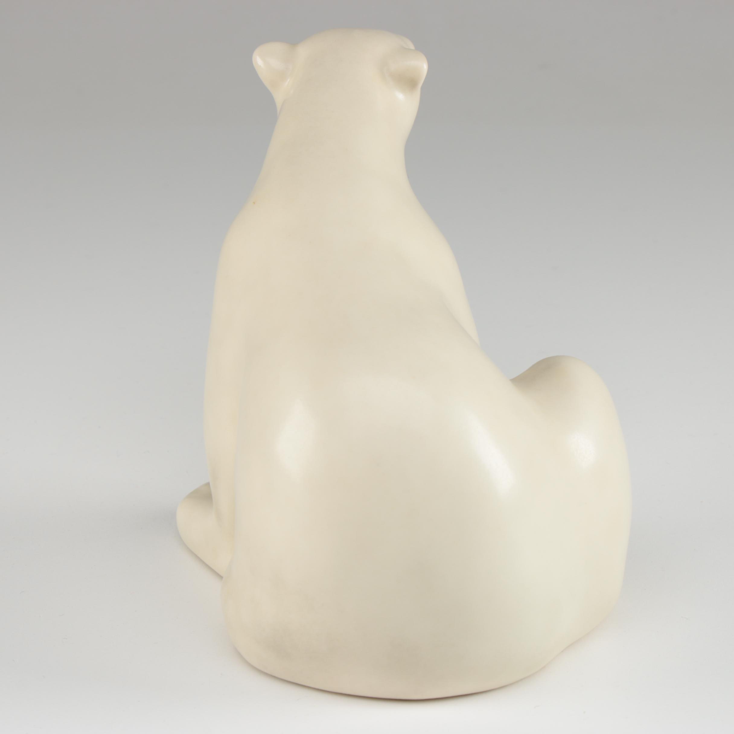 Rookwood Pottery Cream Matte Polar Bear Bookend, 1965