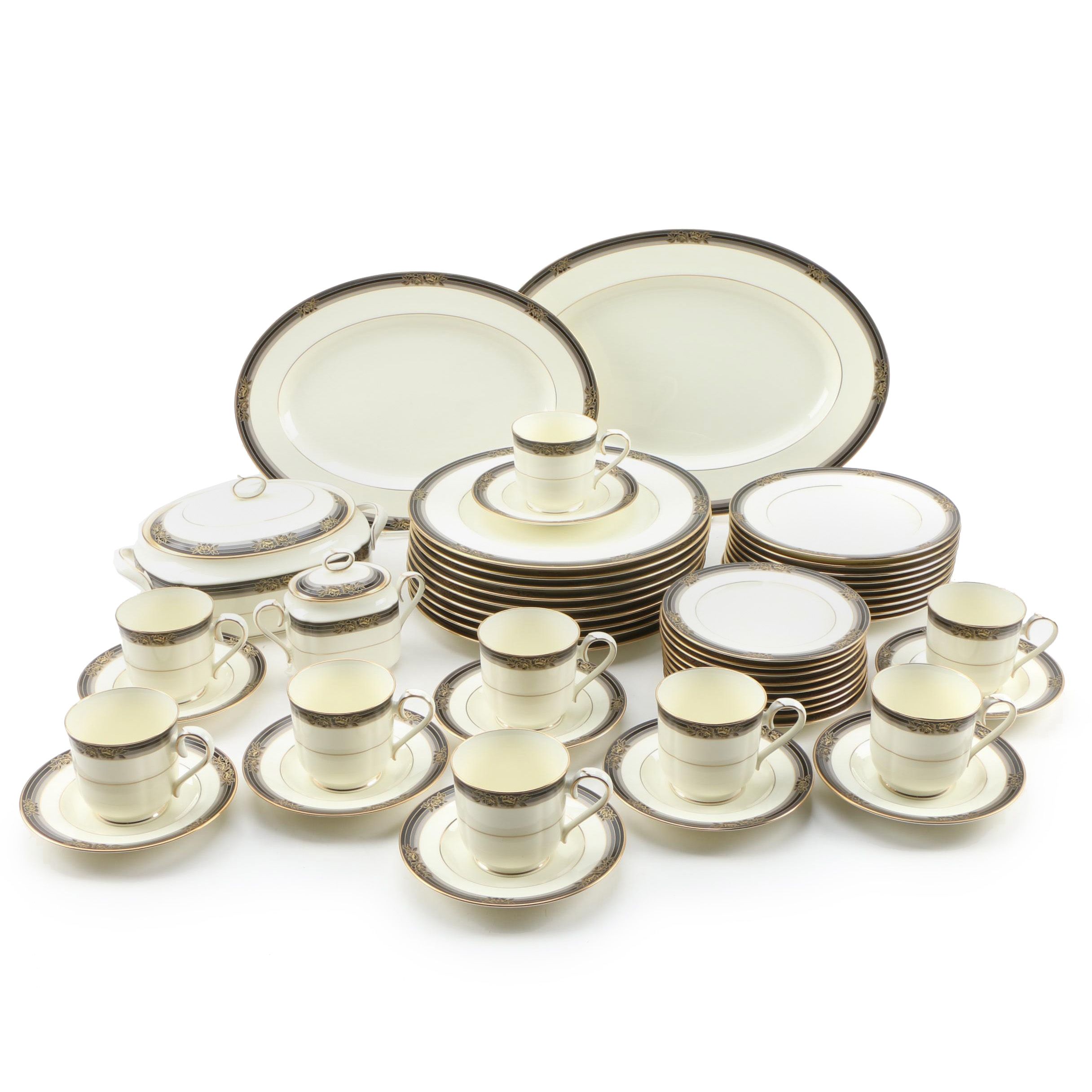 Noritake "Spell Binder" China Dinnerware and Serveware for Nine, 1983 - 1993