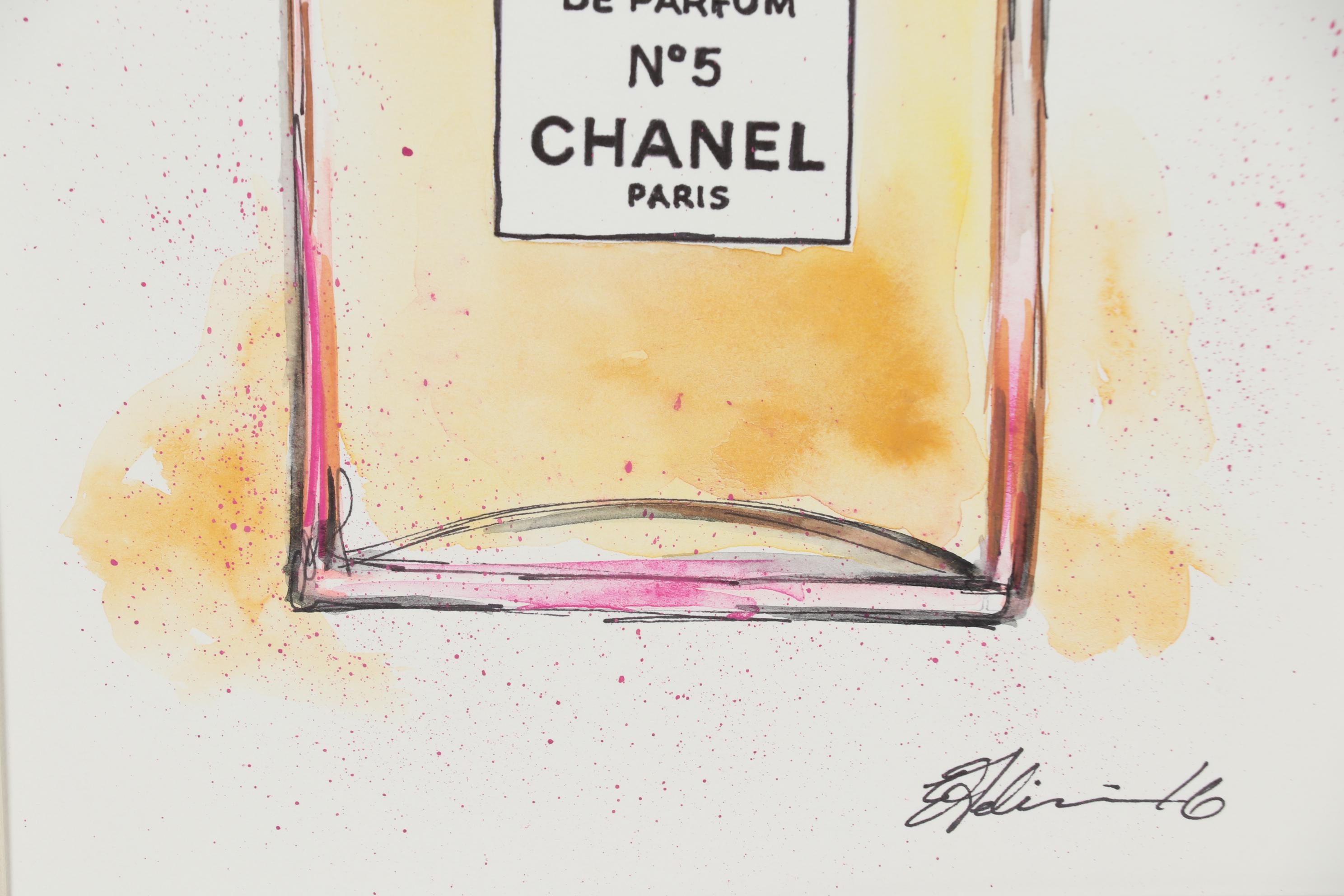 Elena Feliciano Watercolor Painting "Chanel Parfum Bottle #4"