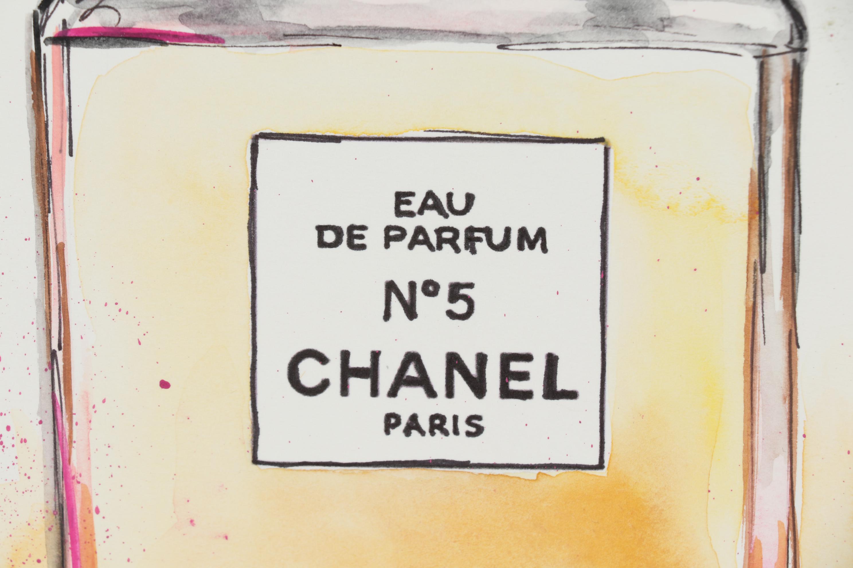 Elena Feliciano Watercolor Painting "Chanel Parfum Bottle #4"