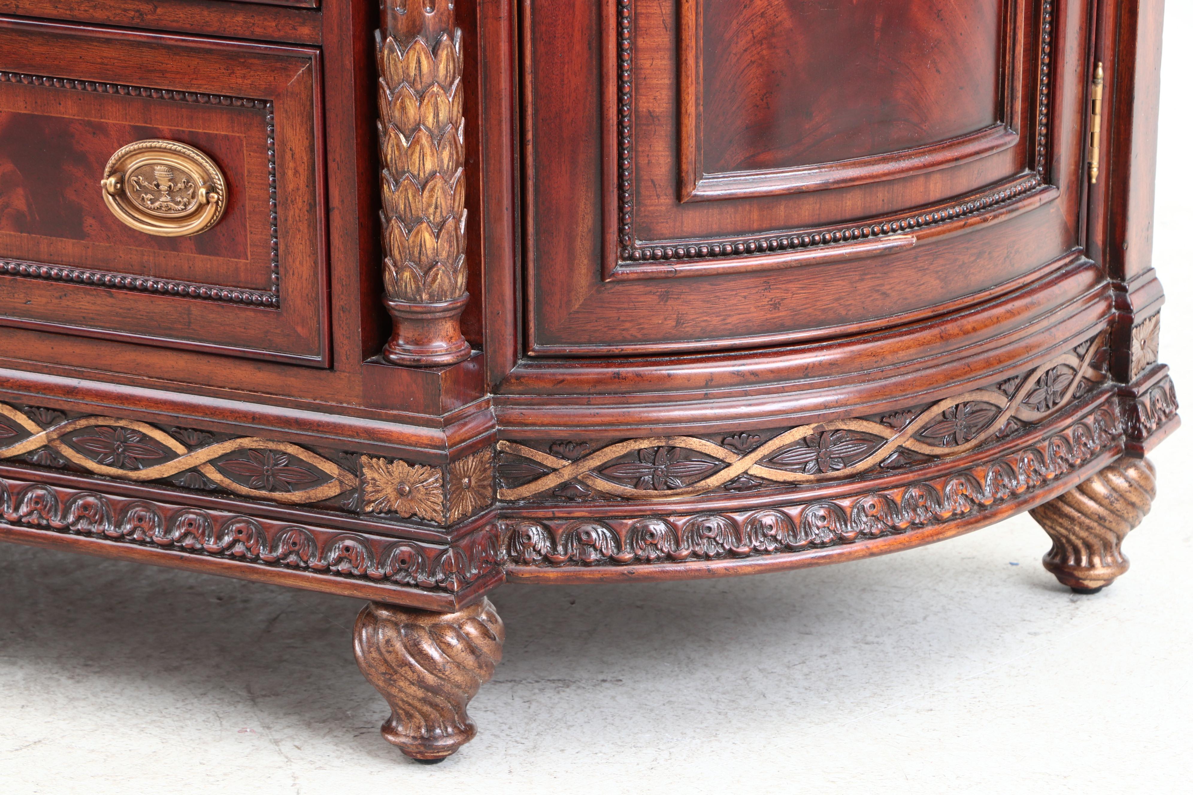 Maitland-Smith, Neoclassical Style Parcel-Gilt Mahogany and Burlwood TV Console