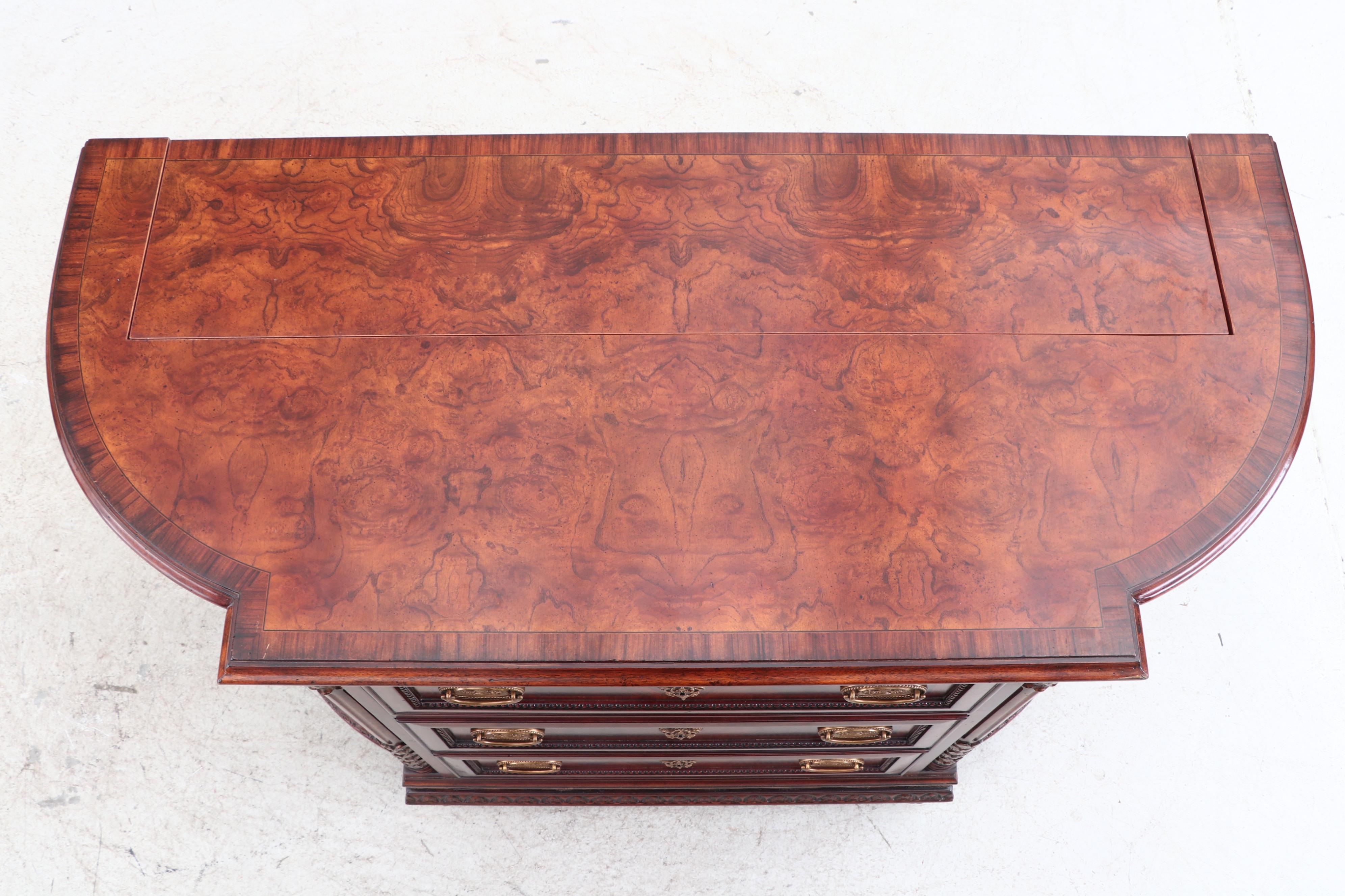 Maitland-Smith, Neoclassical Style Parcel-Gilt Mahogany and Burlwood TV Console