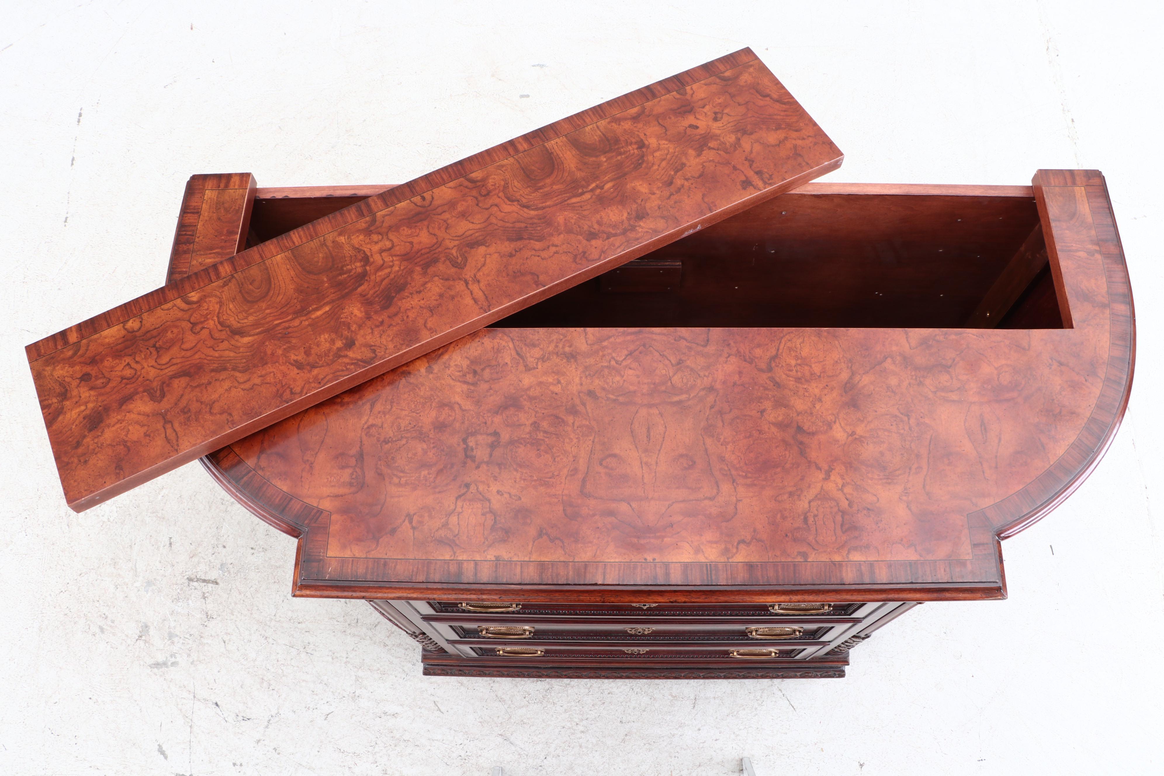 Maitland-Smith, Neoclassical Style Parcel-Gilt Mahogany and Burlwood TV Console