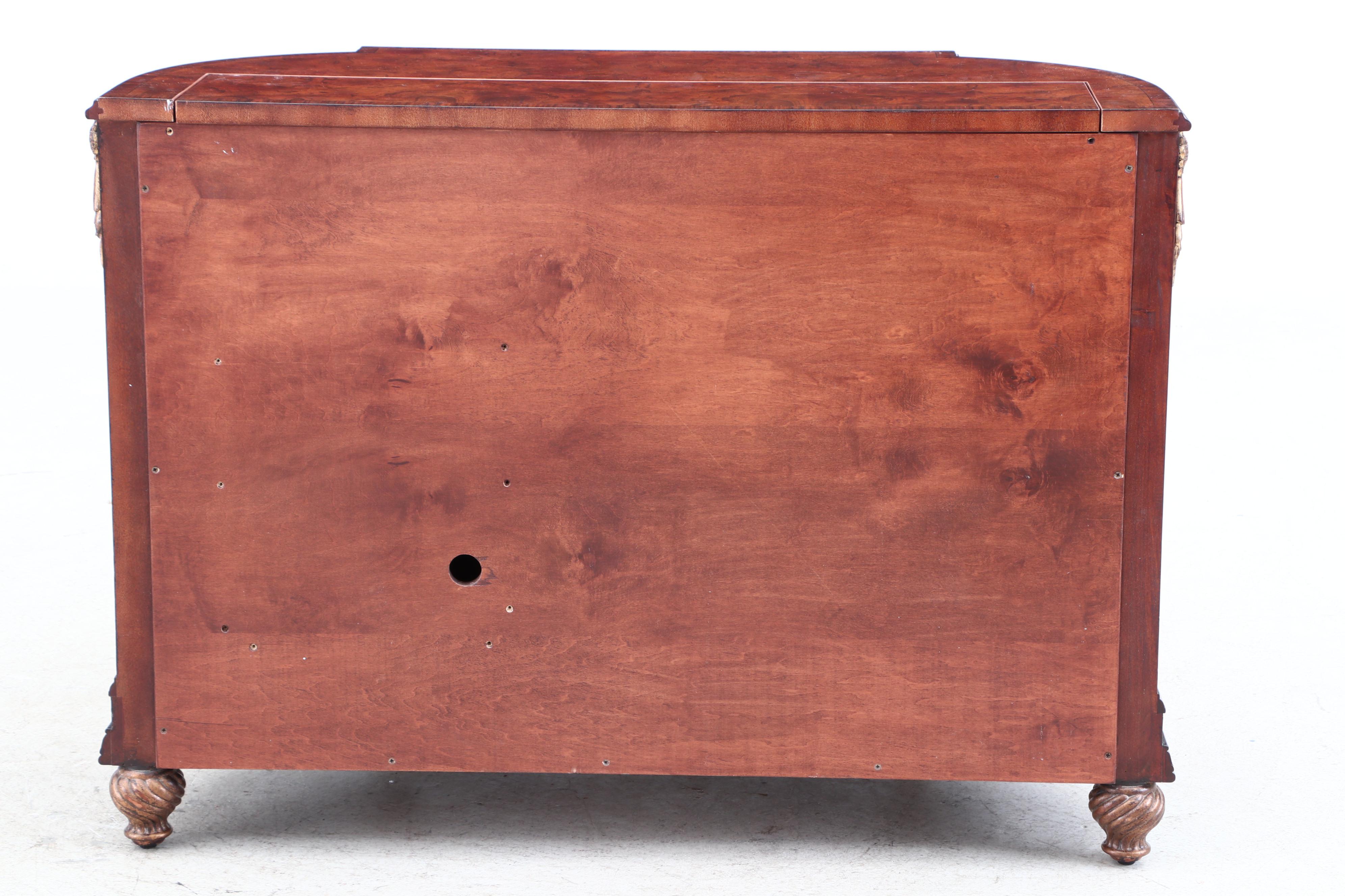 Maitland-Smith, Neoclassical Style Parcel-Gilt Mahogany and Burlwood TV Console