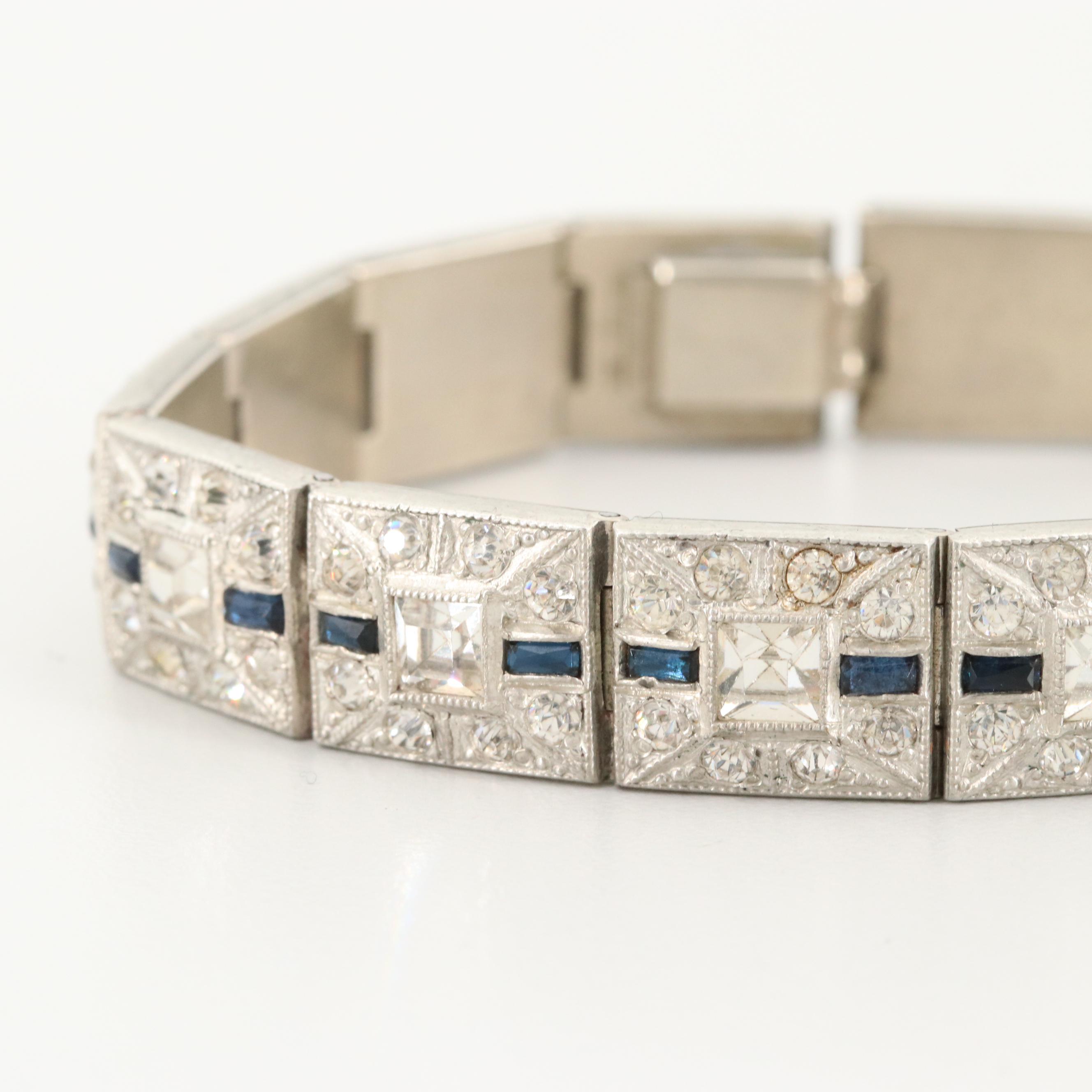 Circa 1940s Otis Sterling Bracelet and Vintage Silver Tone Bracelet