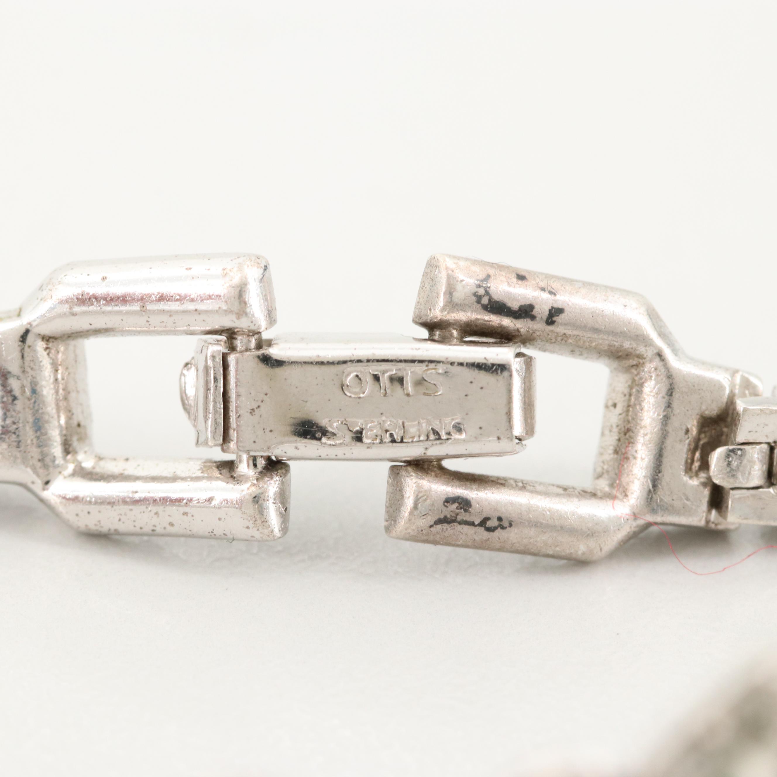 Circa 1940s Otis Sterling Bracelet and Vintage Silver Tone Bracelet