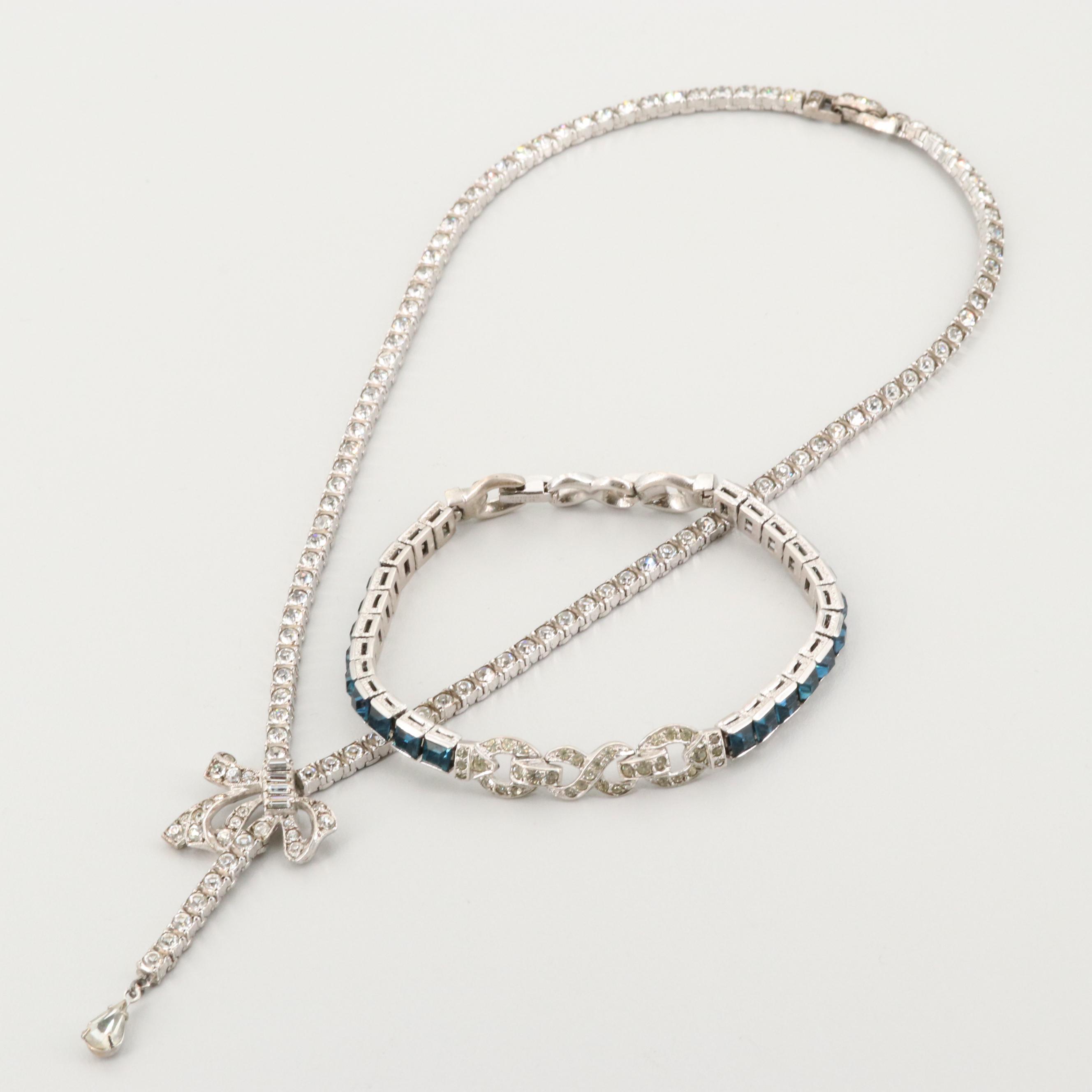 Circa 1940s Otis Sterling Necklace and Bracelet