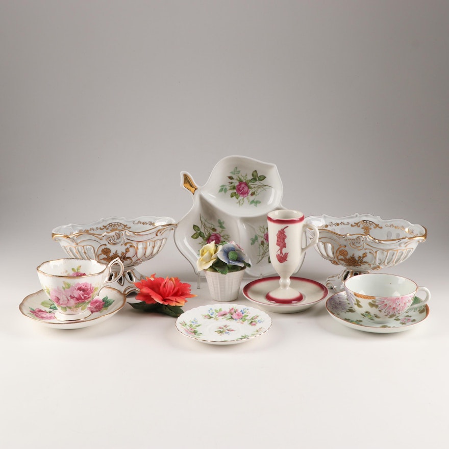 Koslyn, Royal Albert, Capodimonte and Other Porcelain Serveware and Tableware
