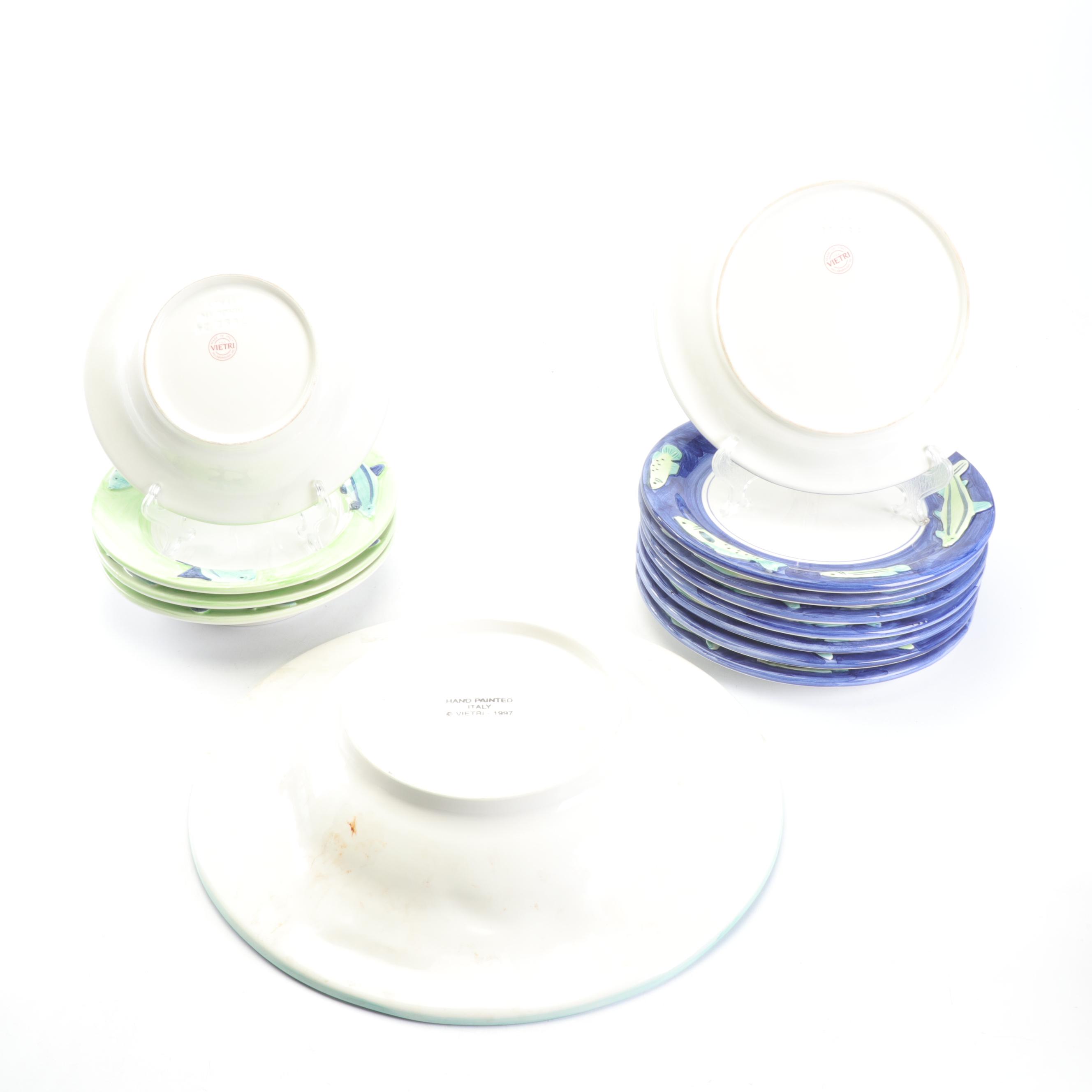 Vietri Italian Fish Themed Ceramic Dinnerware and Fitz and Floyd Box