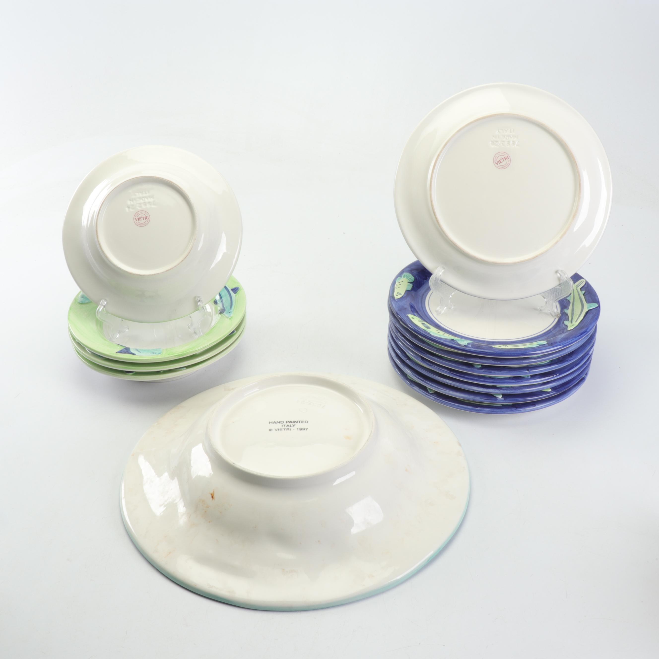 Vietri Italian Fish Themed Ceramic Dinnerware and Fitz and Floyd Box