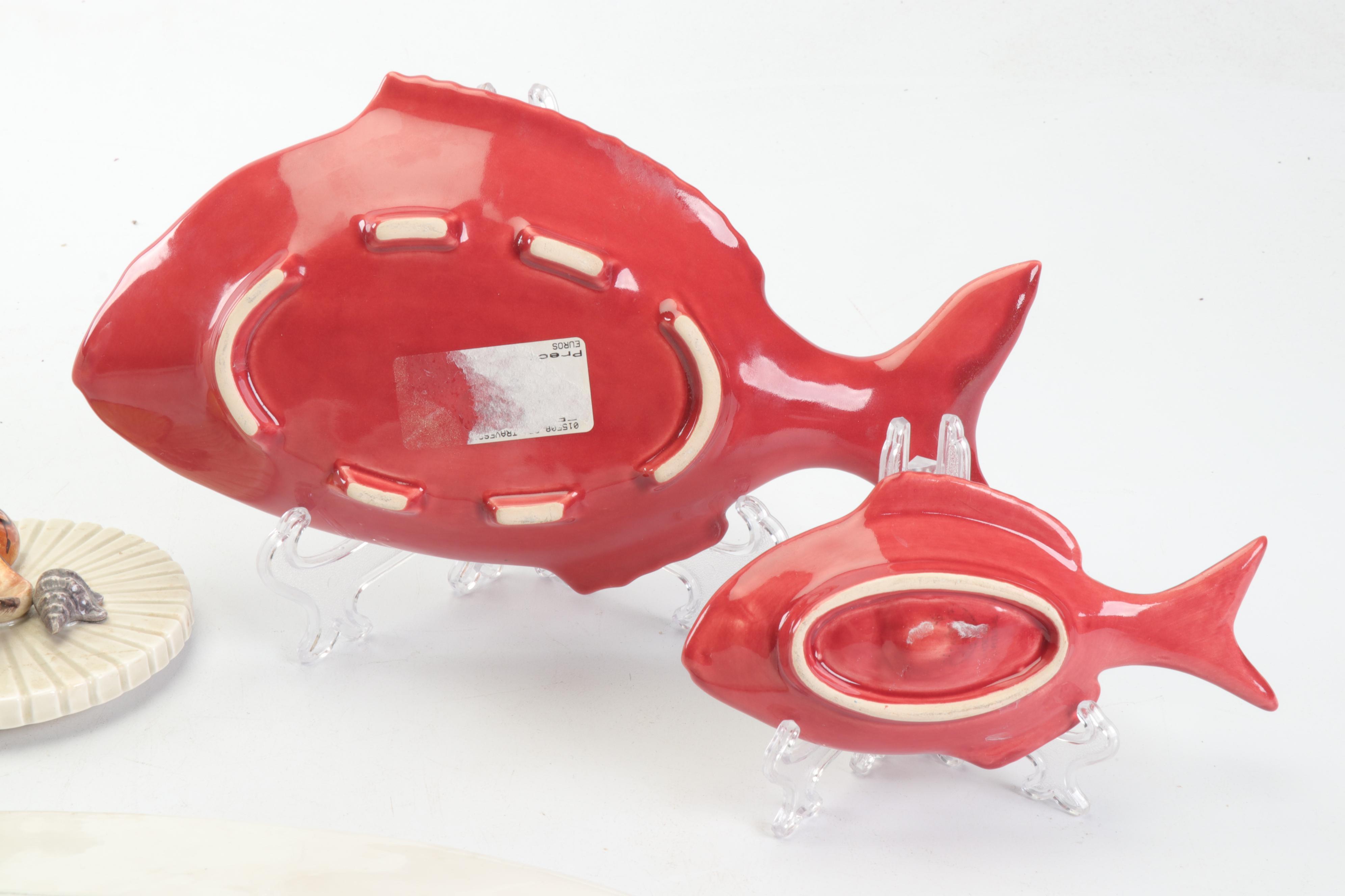 Vietri Italian Fish Themed Ceramic Dinnerware and Fitz and Floyd Box