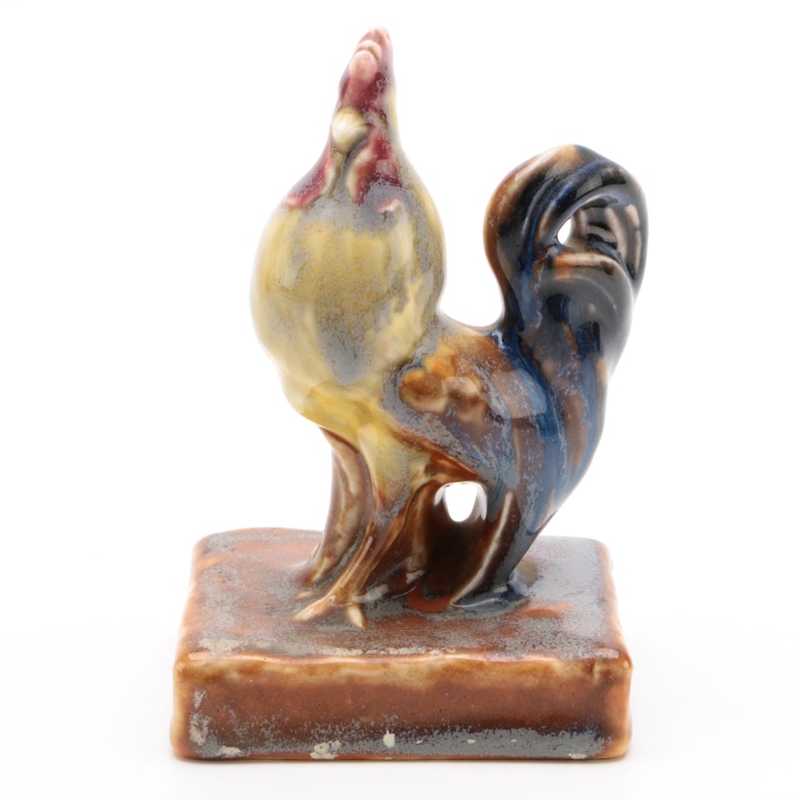 Rookwood Pottery Rooster Paperweight, 1928