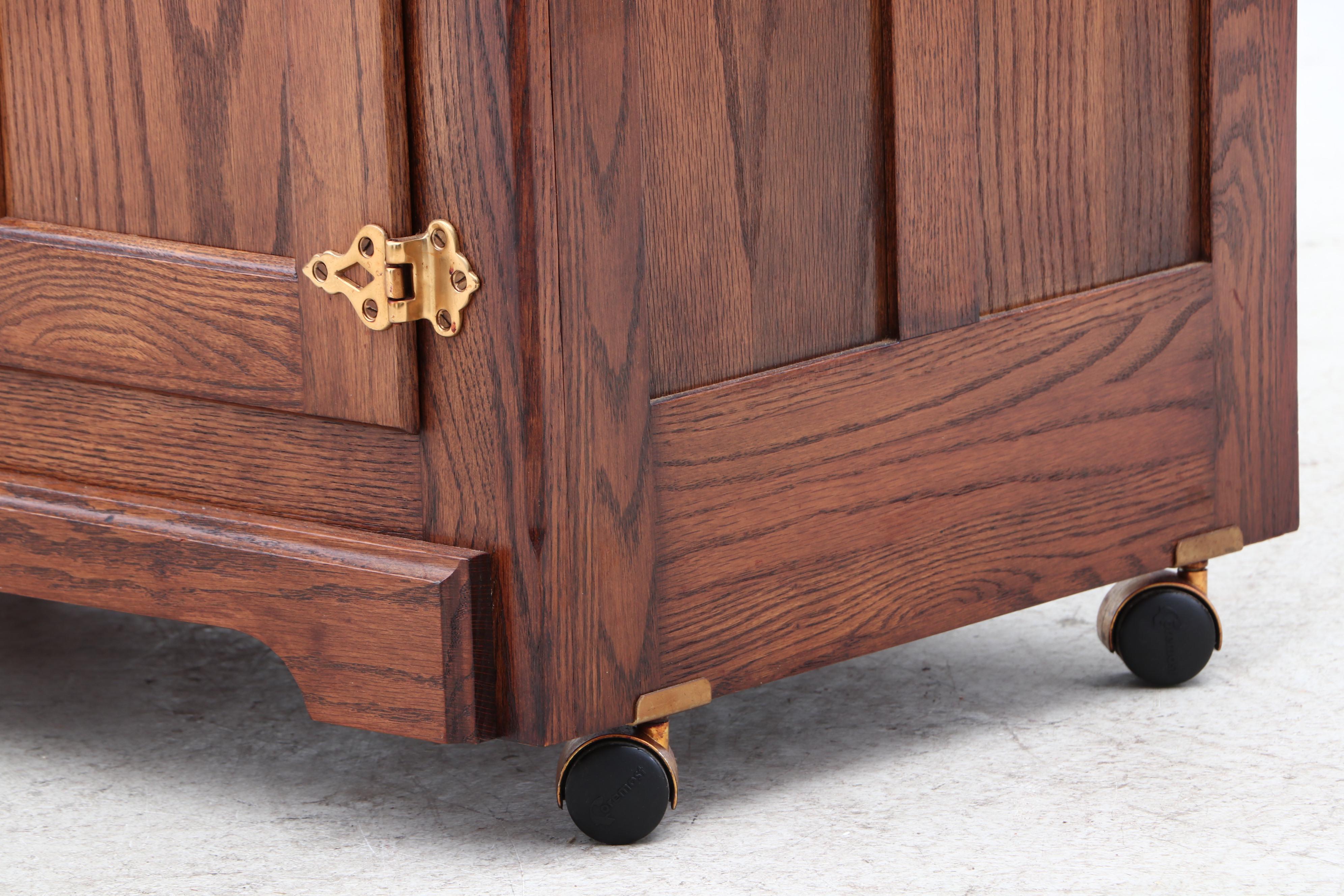 White Clad Simmons Hardware Co. Replica Oak Ice Box Cabinet