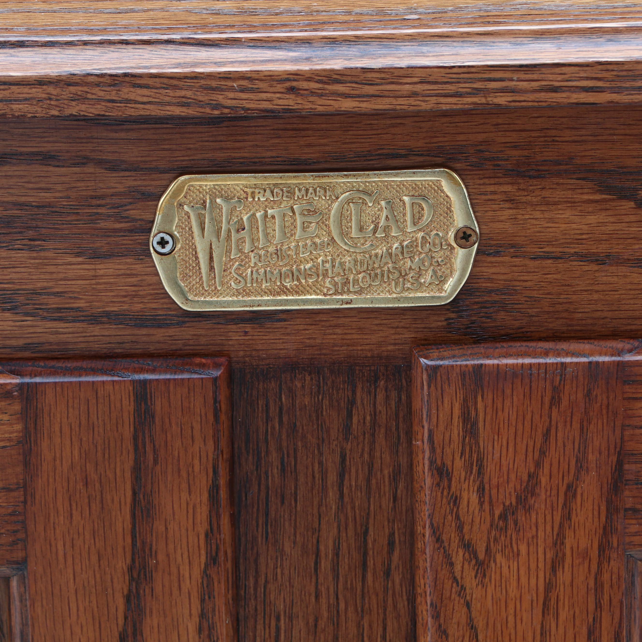White Clad Simmons Hardware Co. Replica Oak Ice Box Cabinet