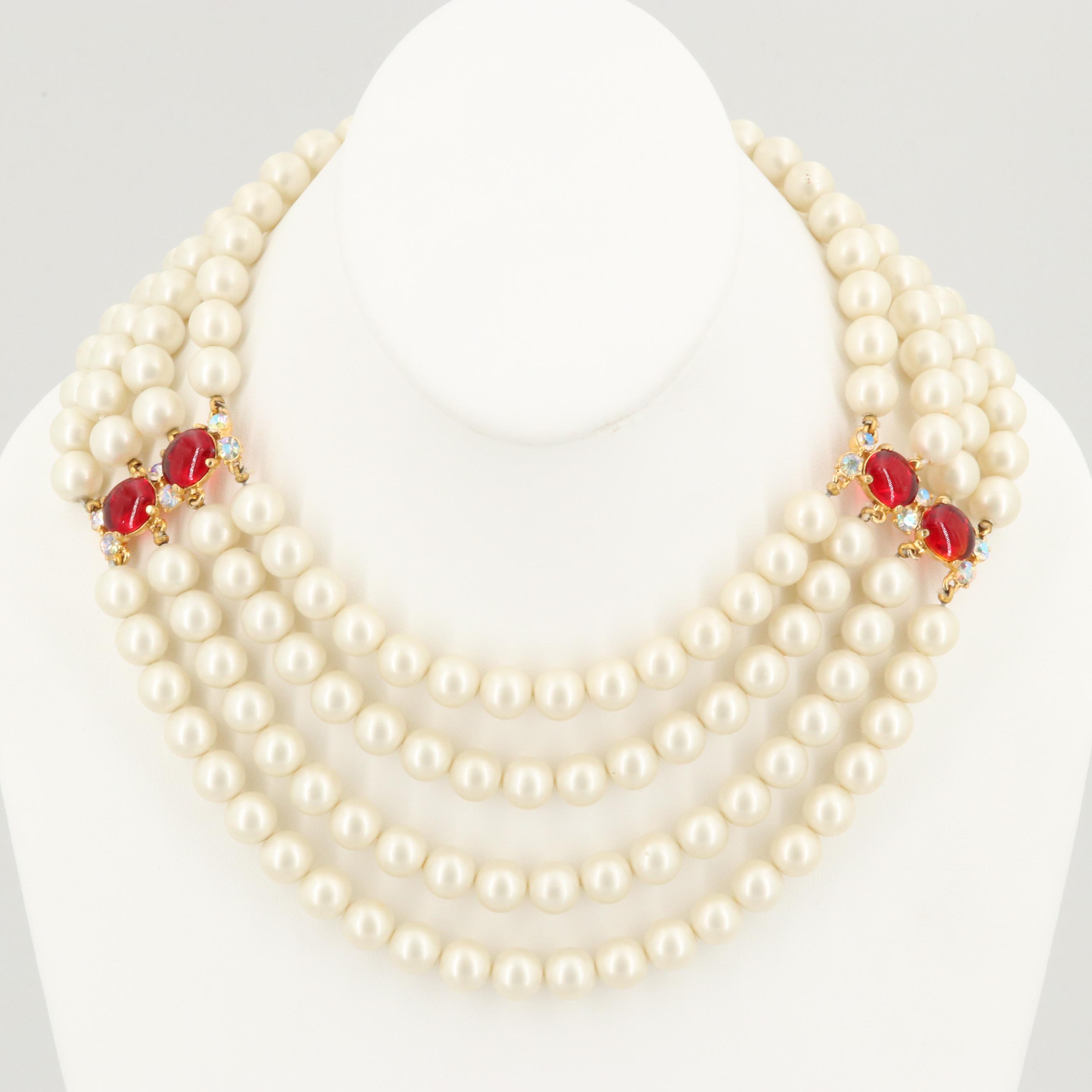 Circa 1960s Elsa Schiaparelli Multi-Strand Bib Necklace