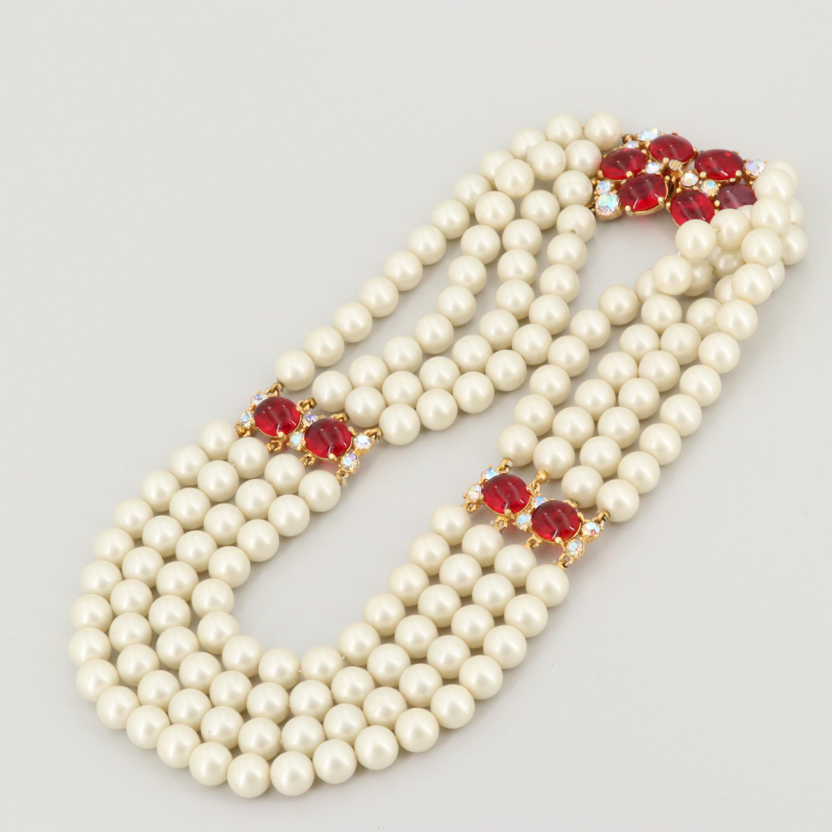 Circa 1960s Elsa Schiaparelli Multi-Strand Bib Necklace