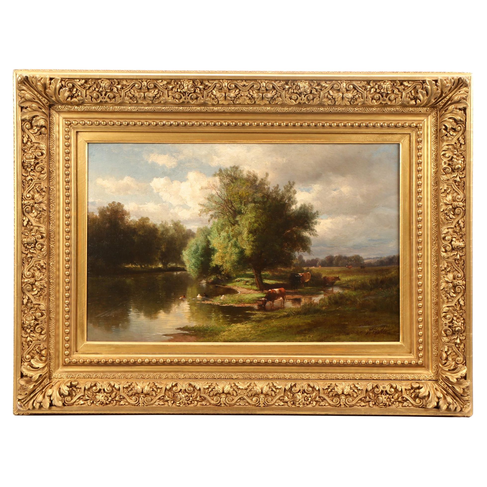 K Van Elton Pastoral Landscape Oil Painting