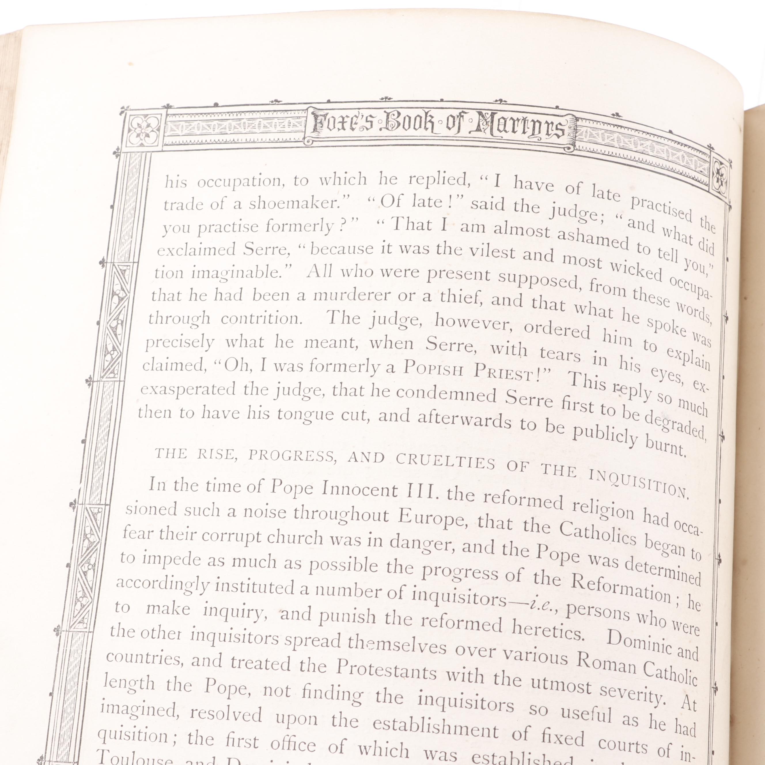 "Book of Martyrs" by John Foxe, circa 1875