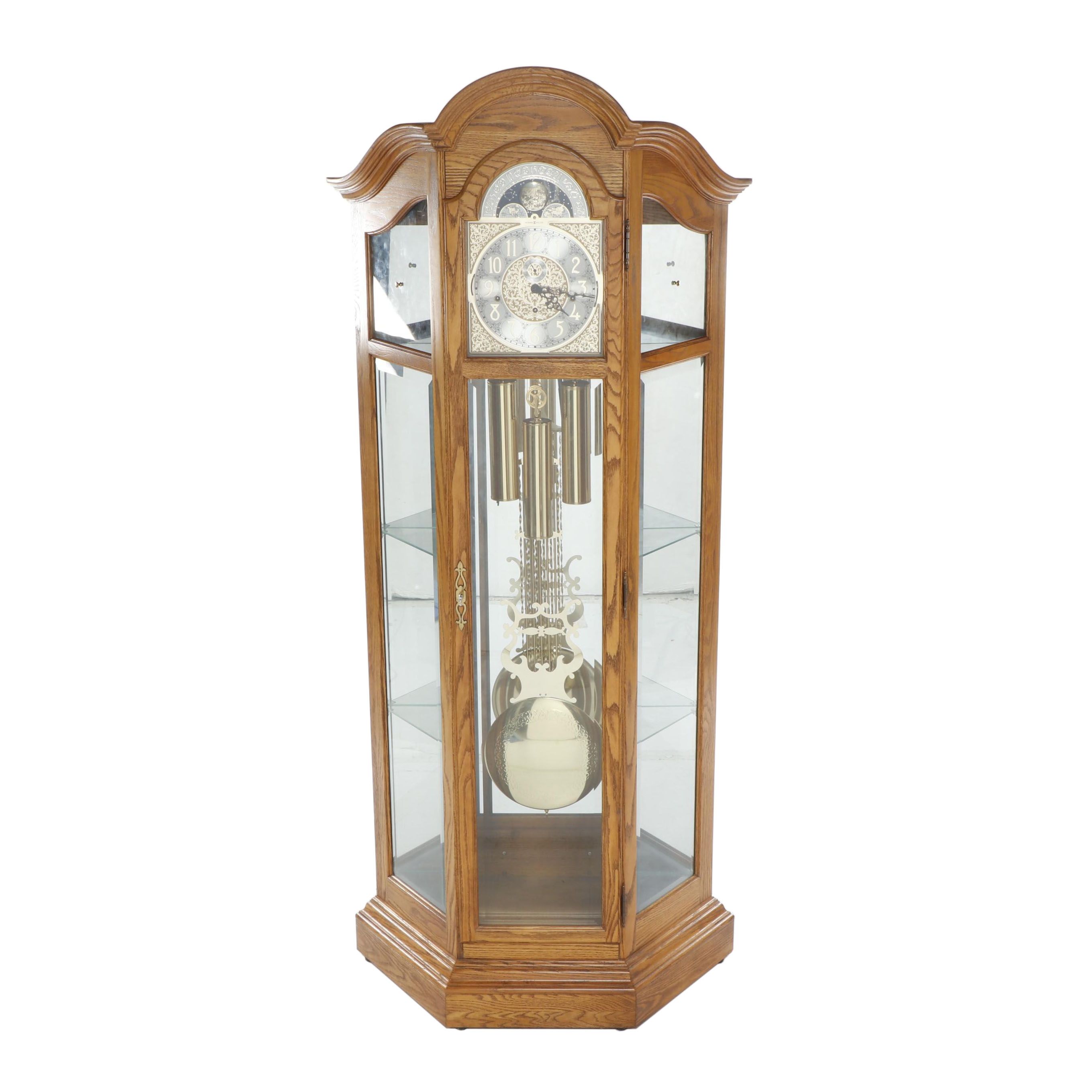 Howard Miller "Majestic" Oak Curio Cabinet Clock