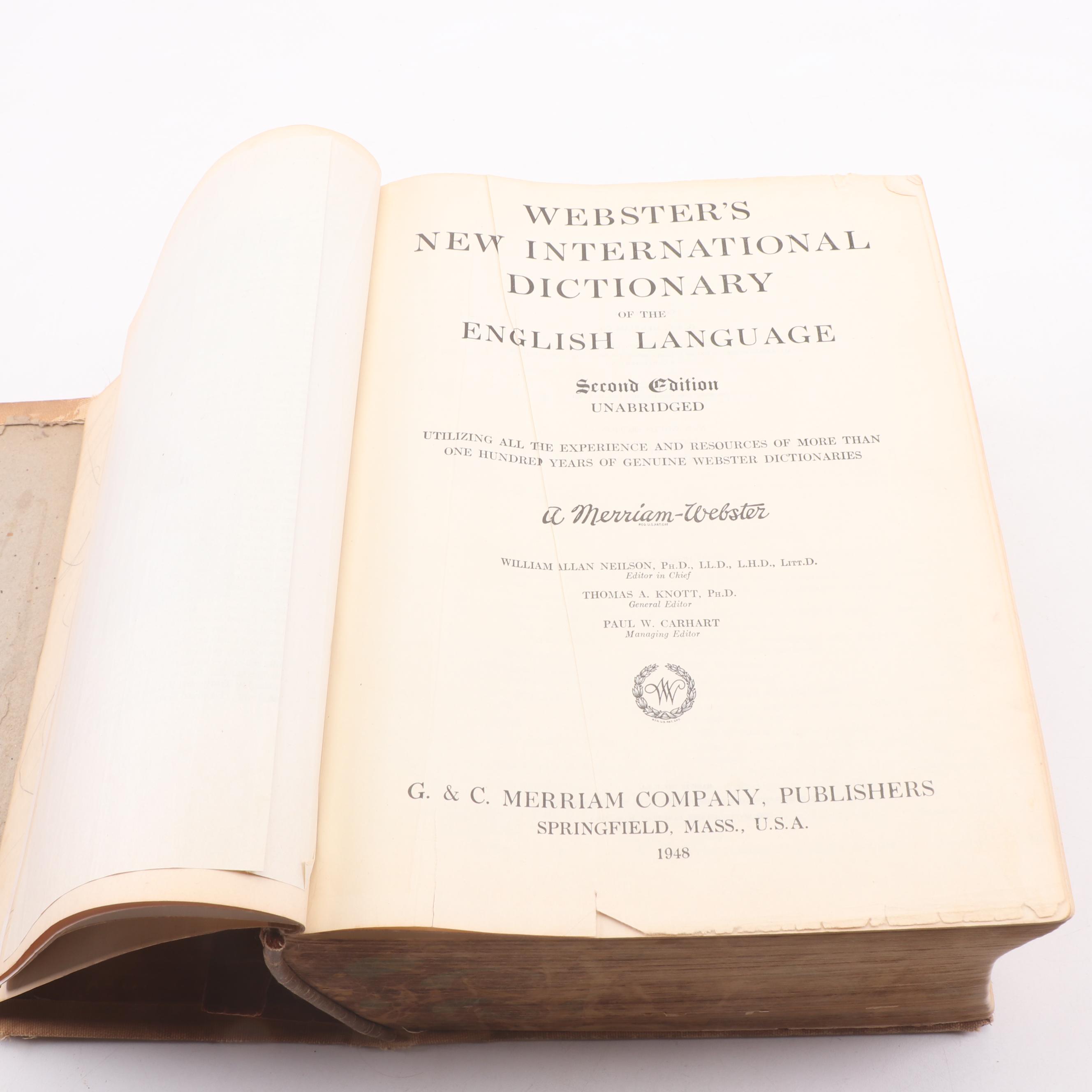1948 Unabridged "Webster's New International Dictionary of the English Language"