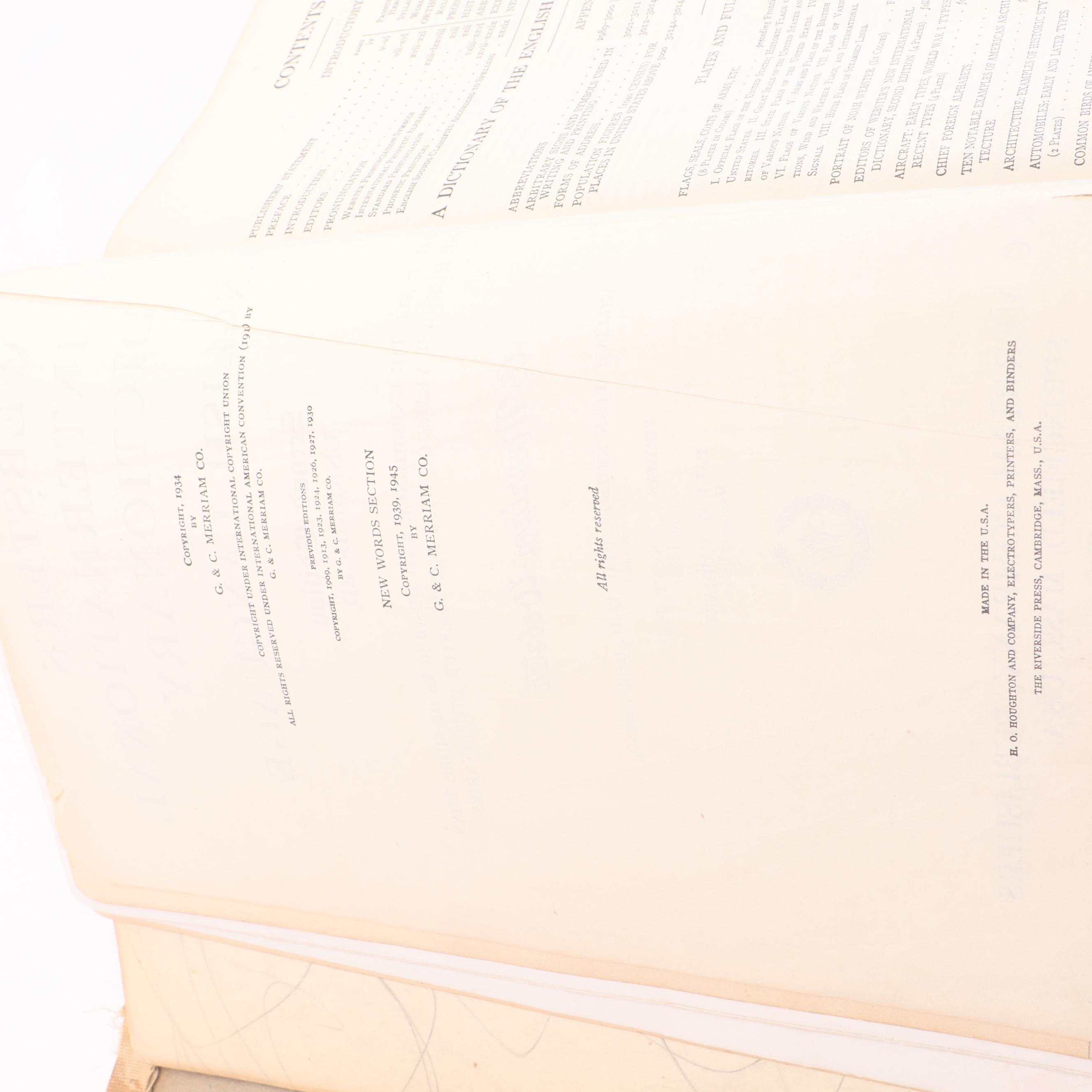 1948 Unabridged "Webster's New International Dictionary of the English Language"