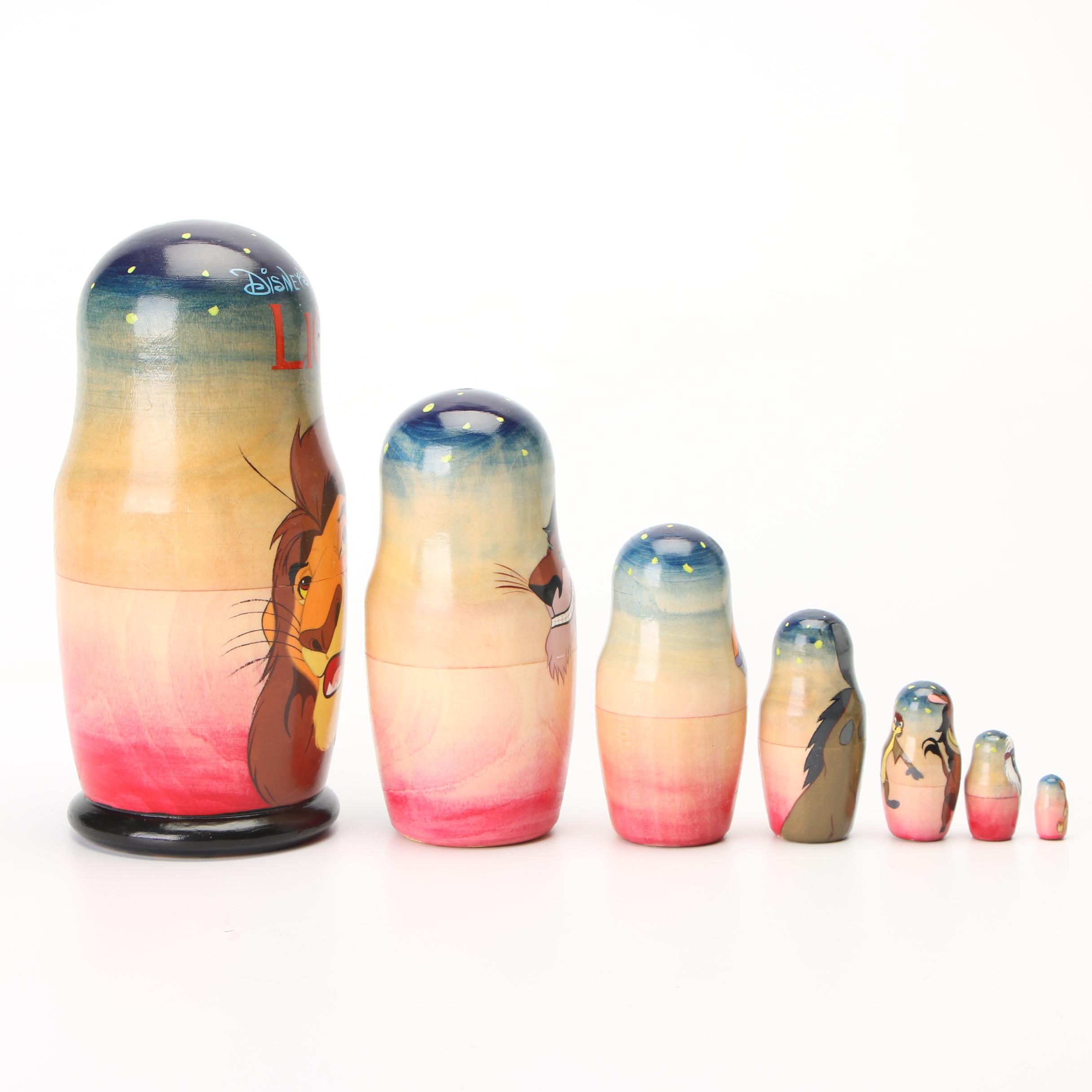 Hand-Painted Russian "The Lion King" Themed Matryoshka Set