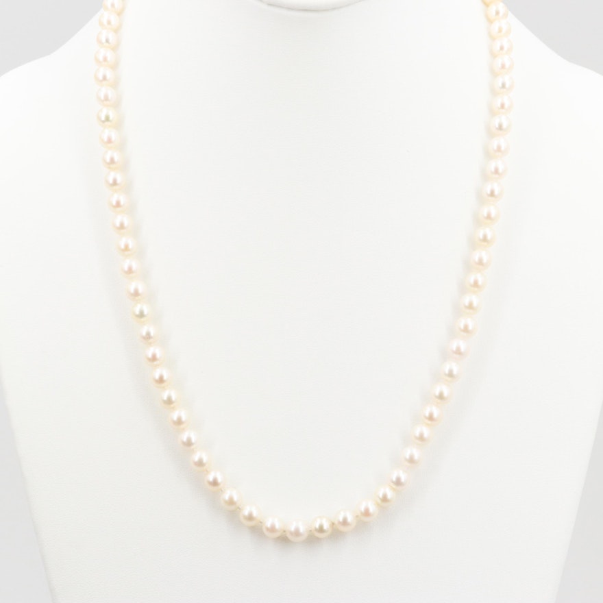 14K Yellow Gold Cultured Pearl Necklace