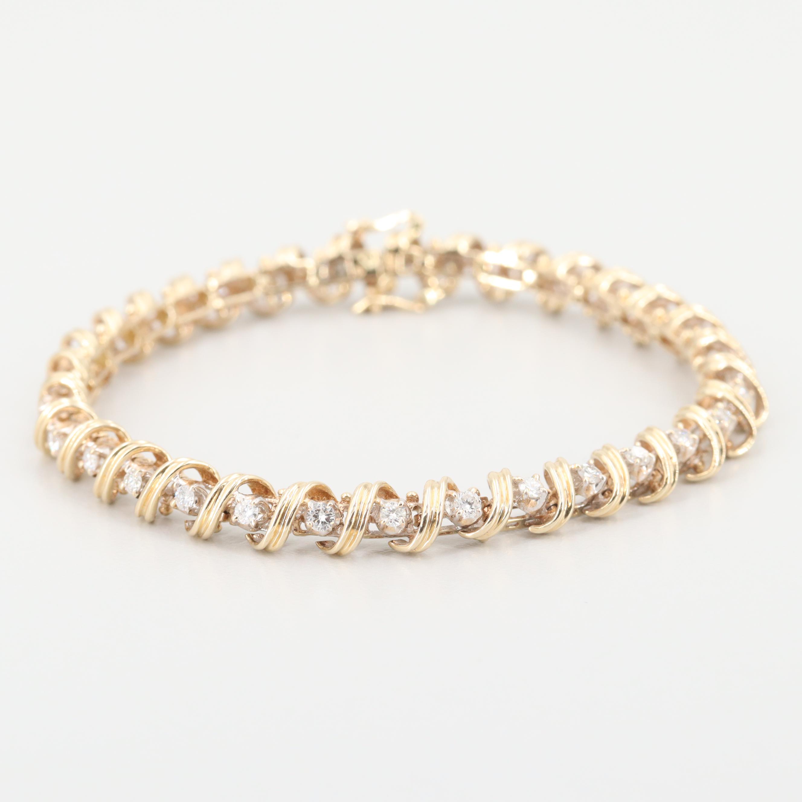 14K Yellow Gold 1.28 CTW Diamond Bracelet