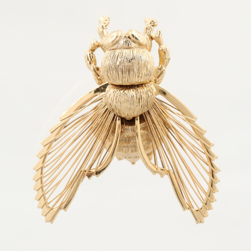 Gold Tone Bee Brooch