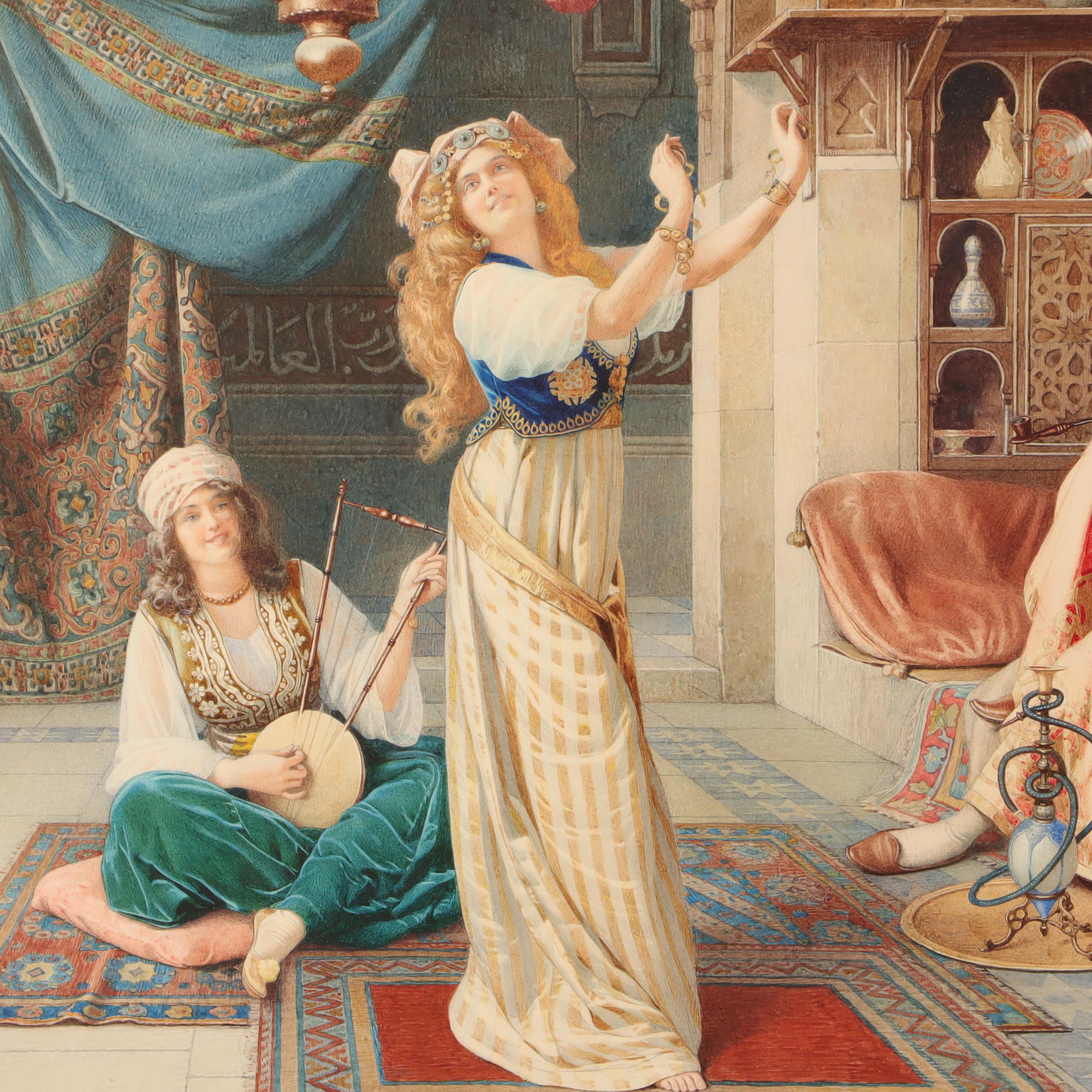 Giuseppe Guidi Orientalist Style Watercolor Painting