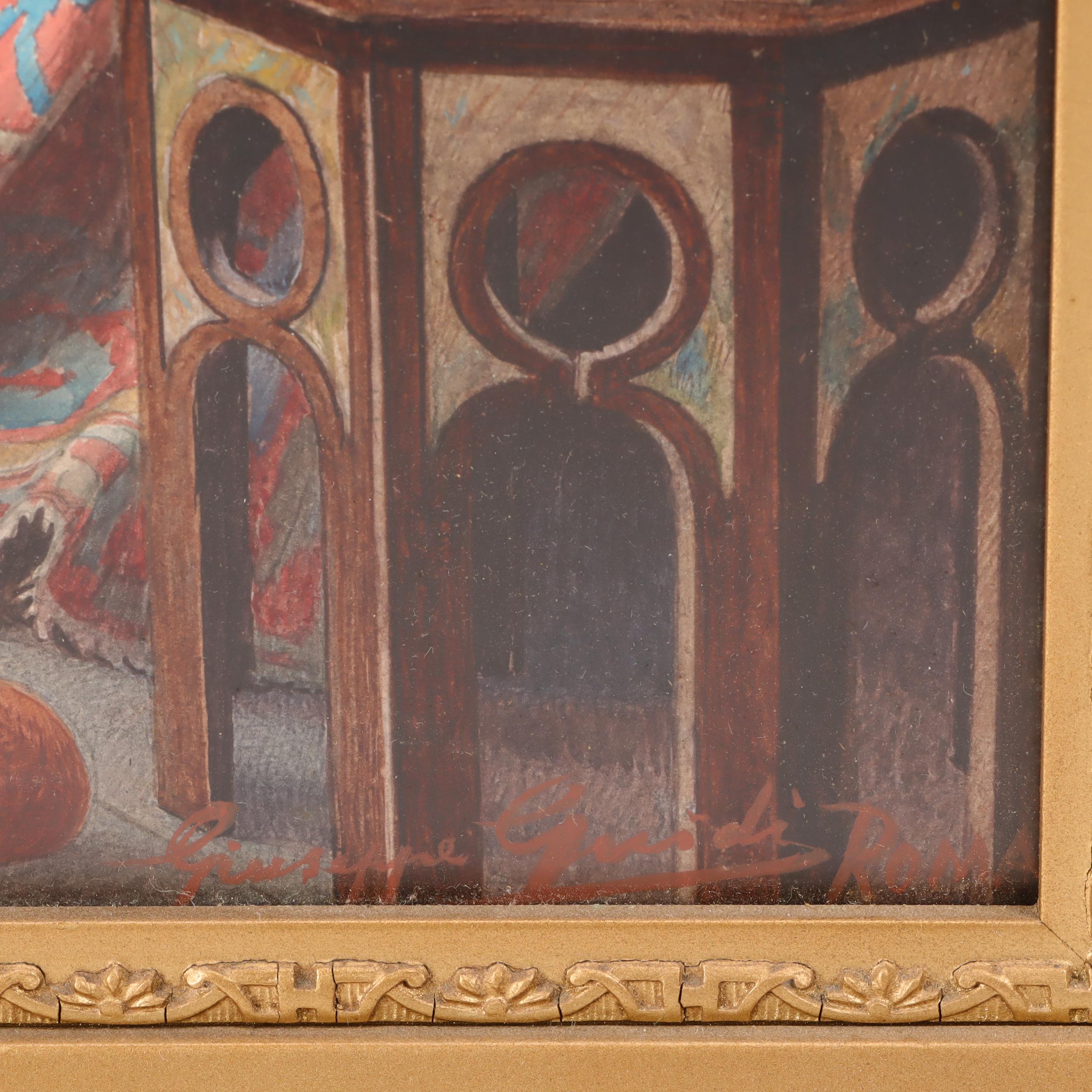 Giuseppe Guidi Orientalist Style Watercolor Painting