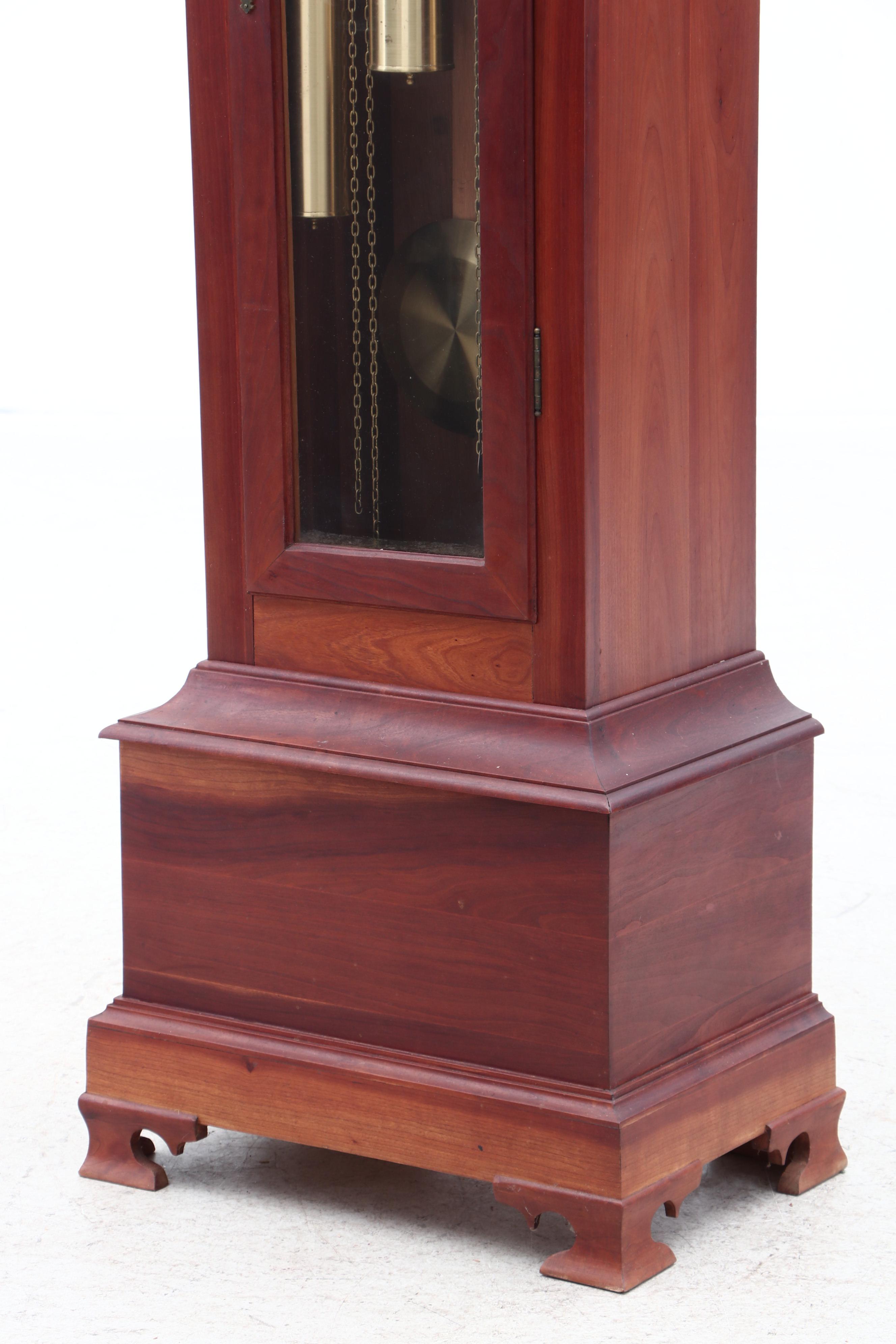 Chippendale Style Cherry Grandfather Clock, Mid-Century