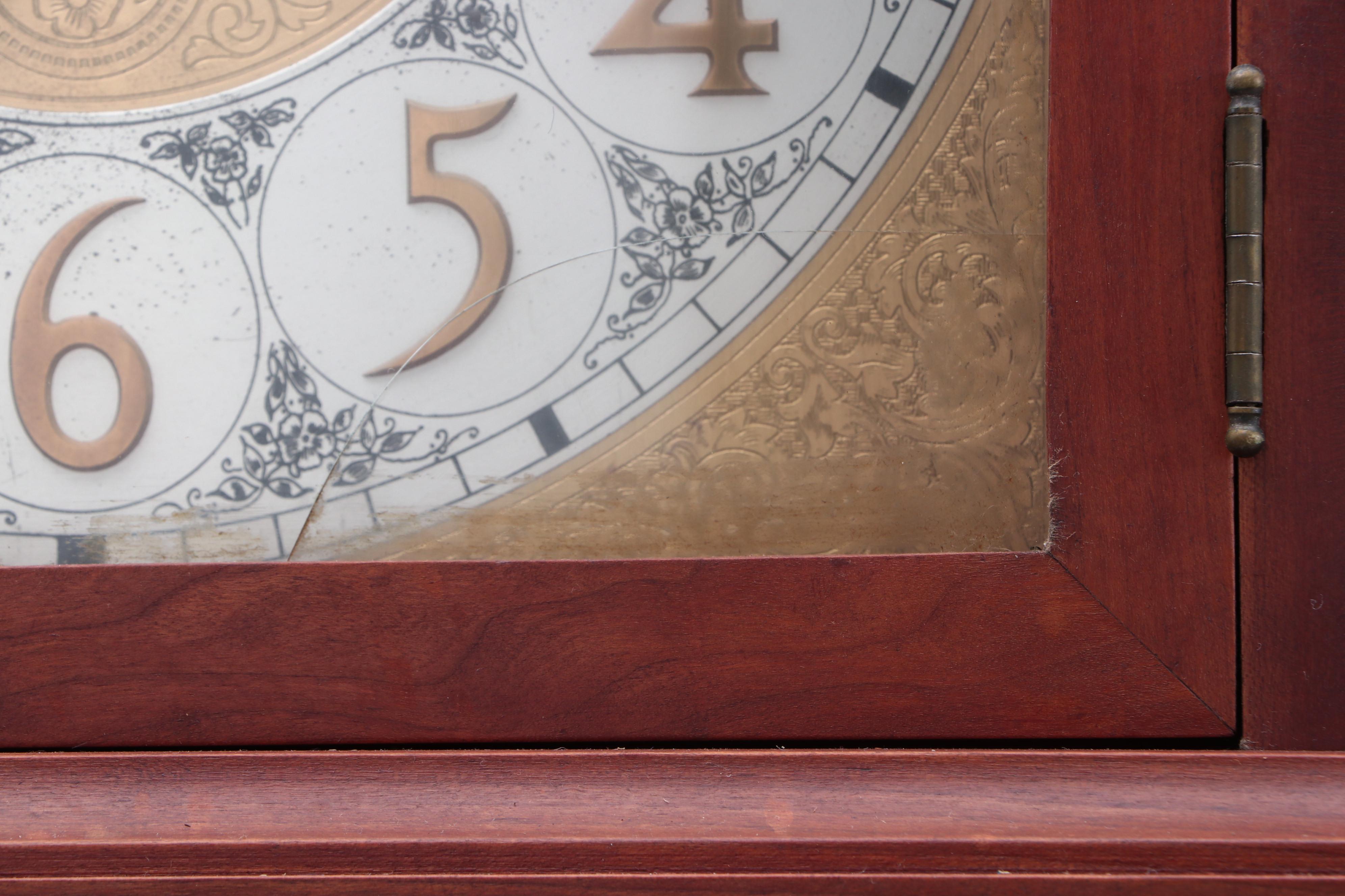 Chippendale Style Cherry Grandfather Clock, Mid-Century