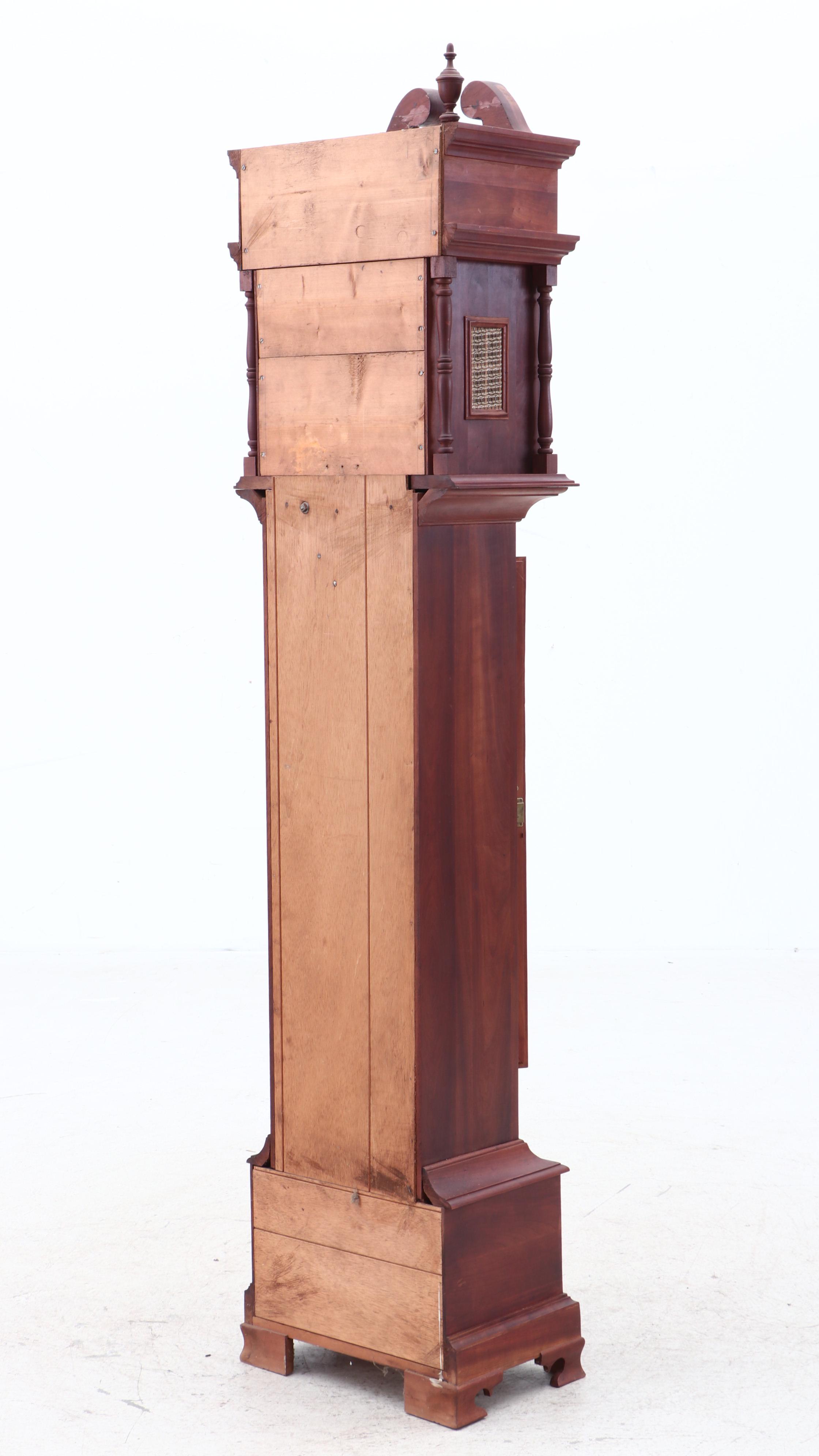 Chippendale Style Cherry Grandfather Clock, Mid-Century