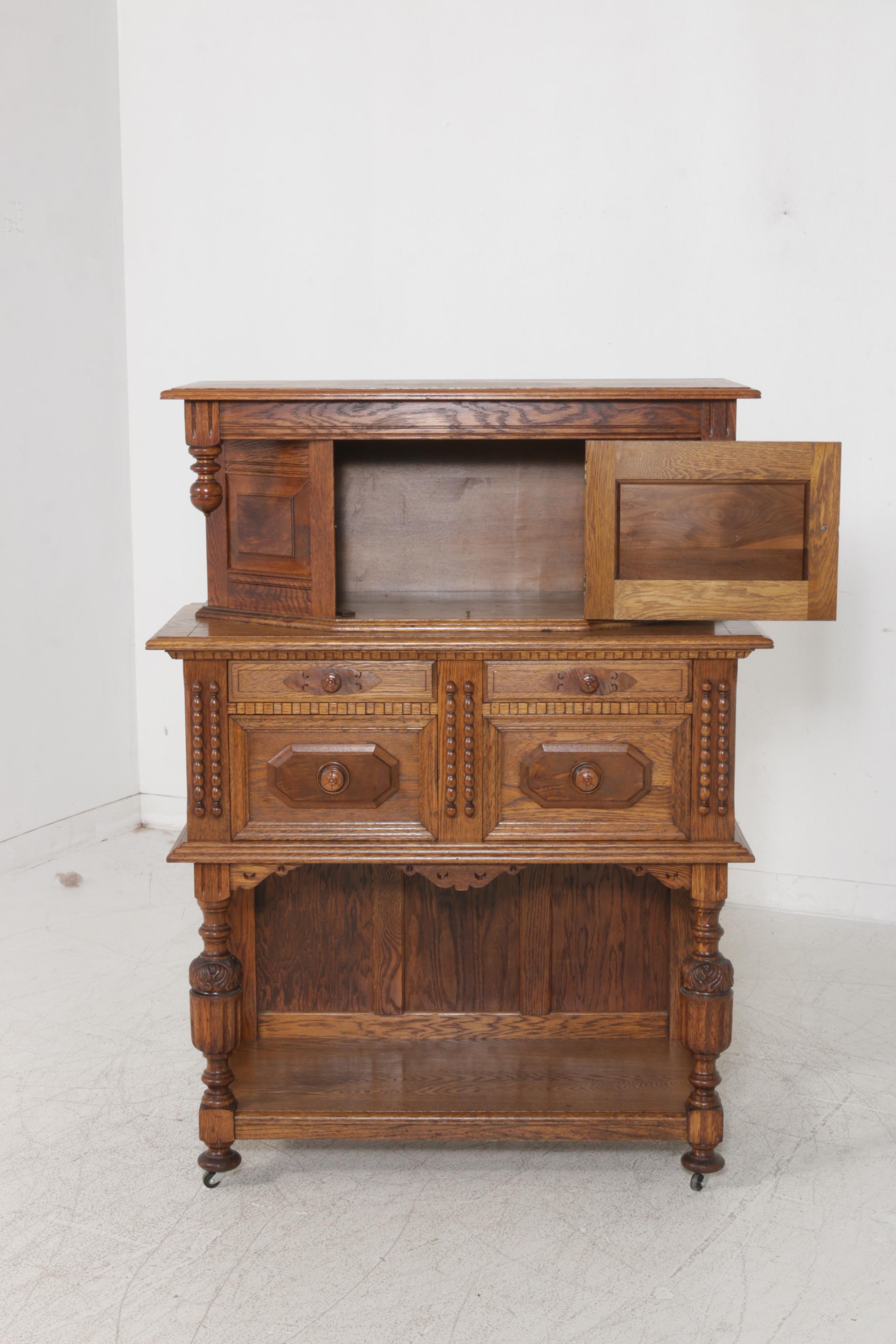 Hecht Brothers Jacobean Style Wooden Court Cabinet