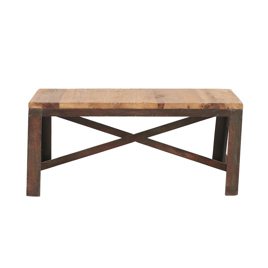 Industrial Style Wood and Steel Bench