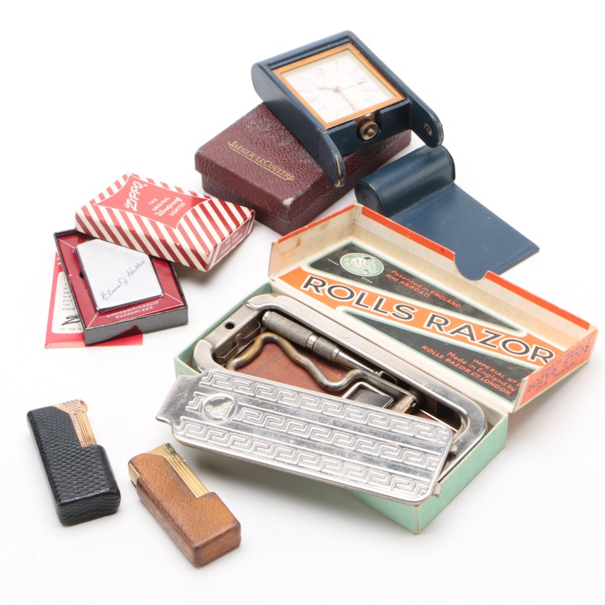 Zippo and Dunhill Lighters, Jaeger-LeCoultre Travel Clock, and More, Vintage